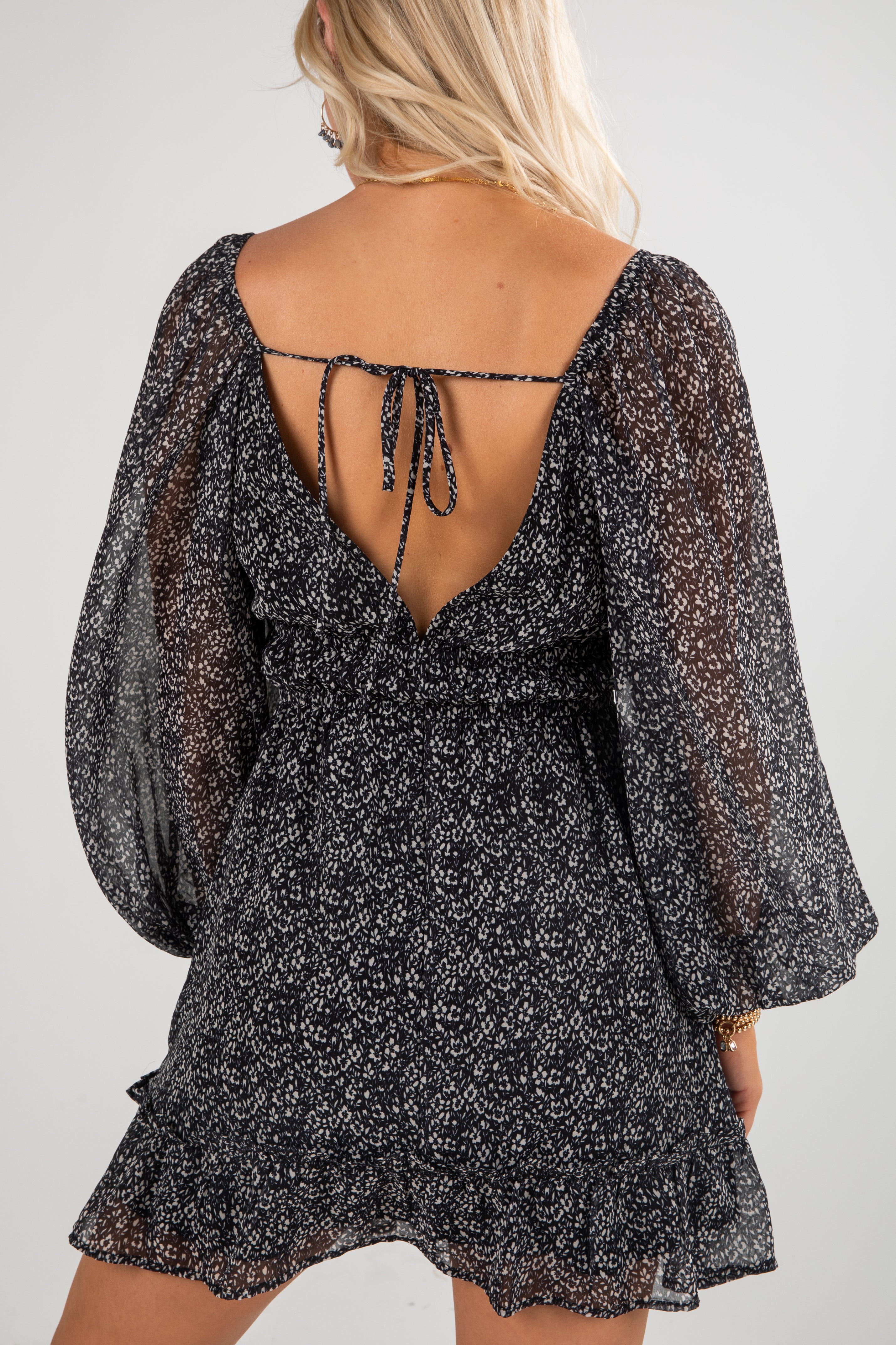 Take Your Turn Black Floral Mini Dress