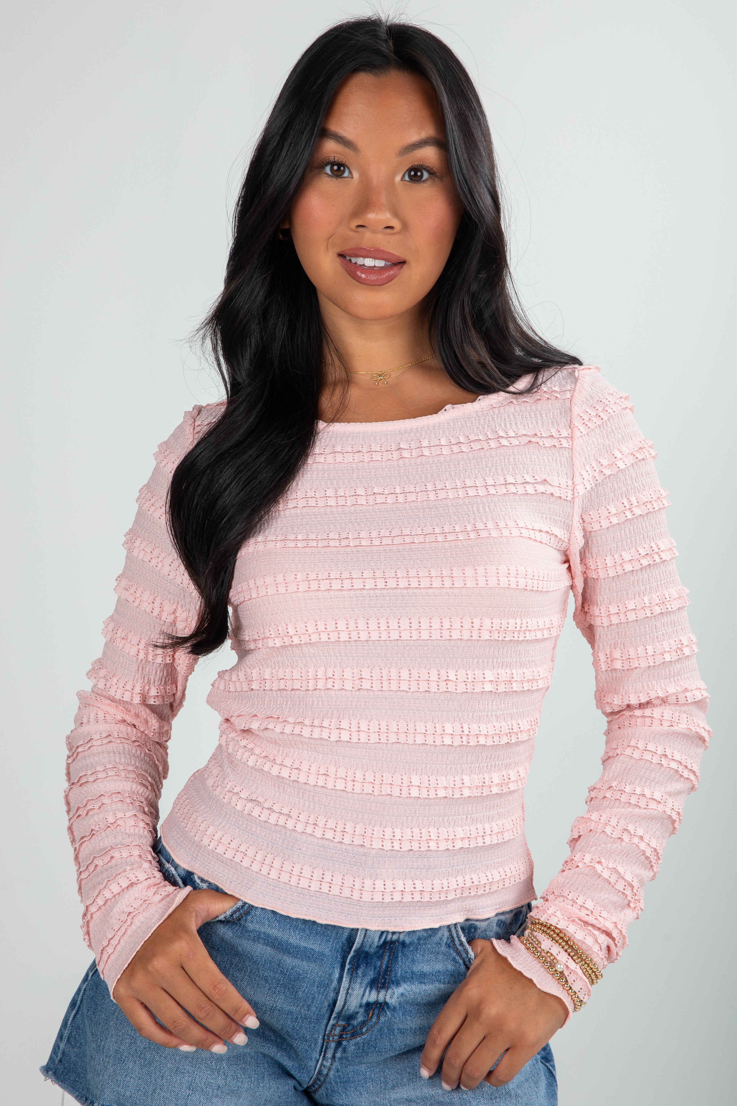 Moment Of Time Pink Lace Top