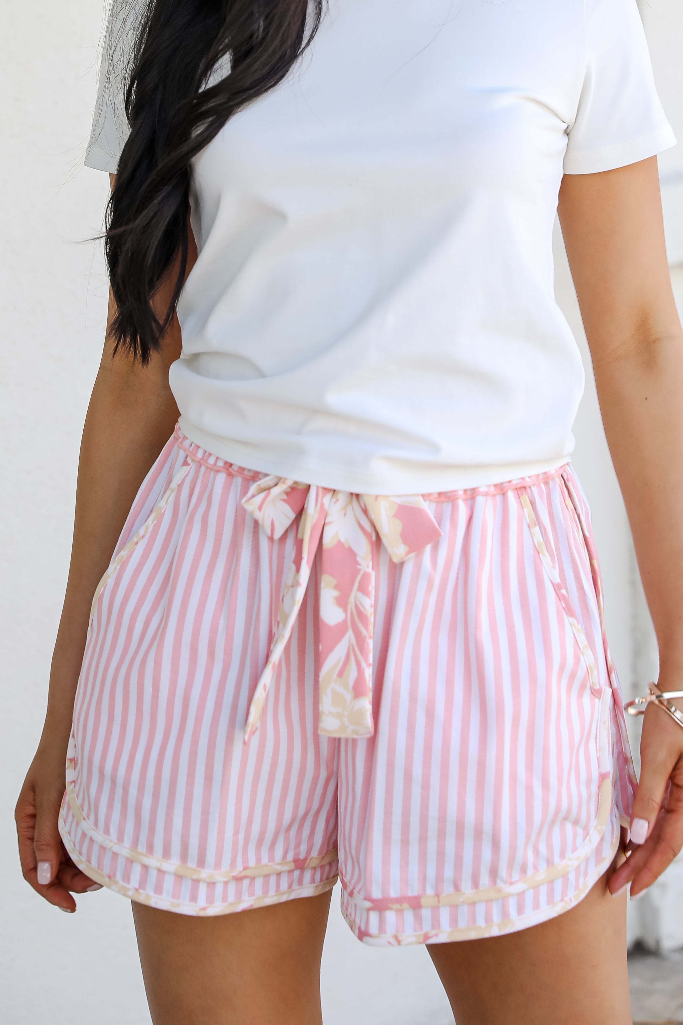 Dreaming In Color Pink Striped Shorts