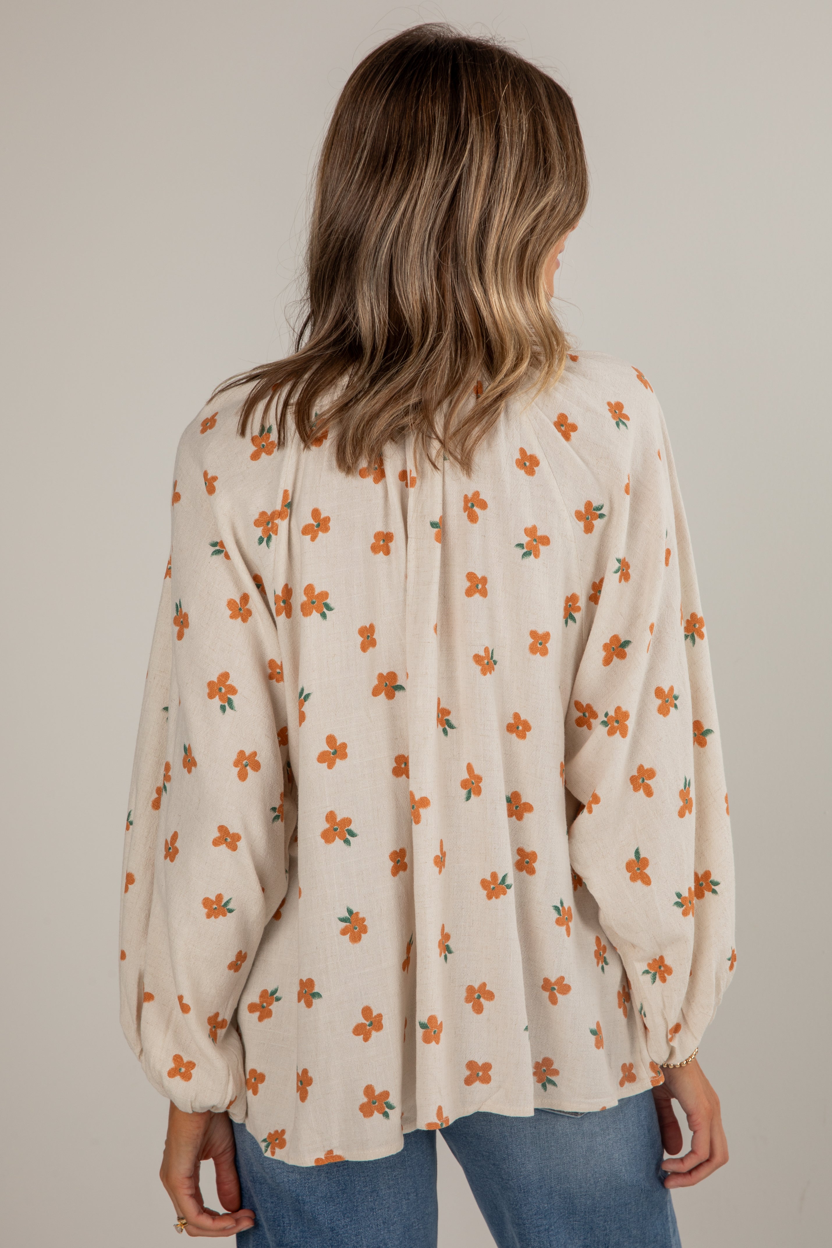 Living The Dream Natural Floral Blouse