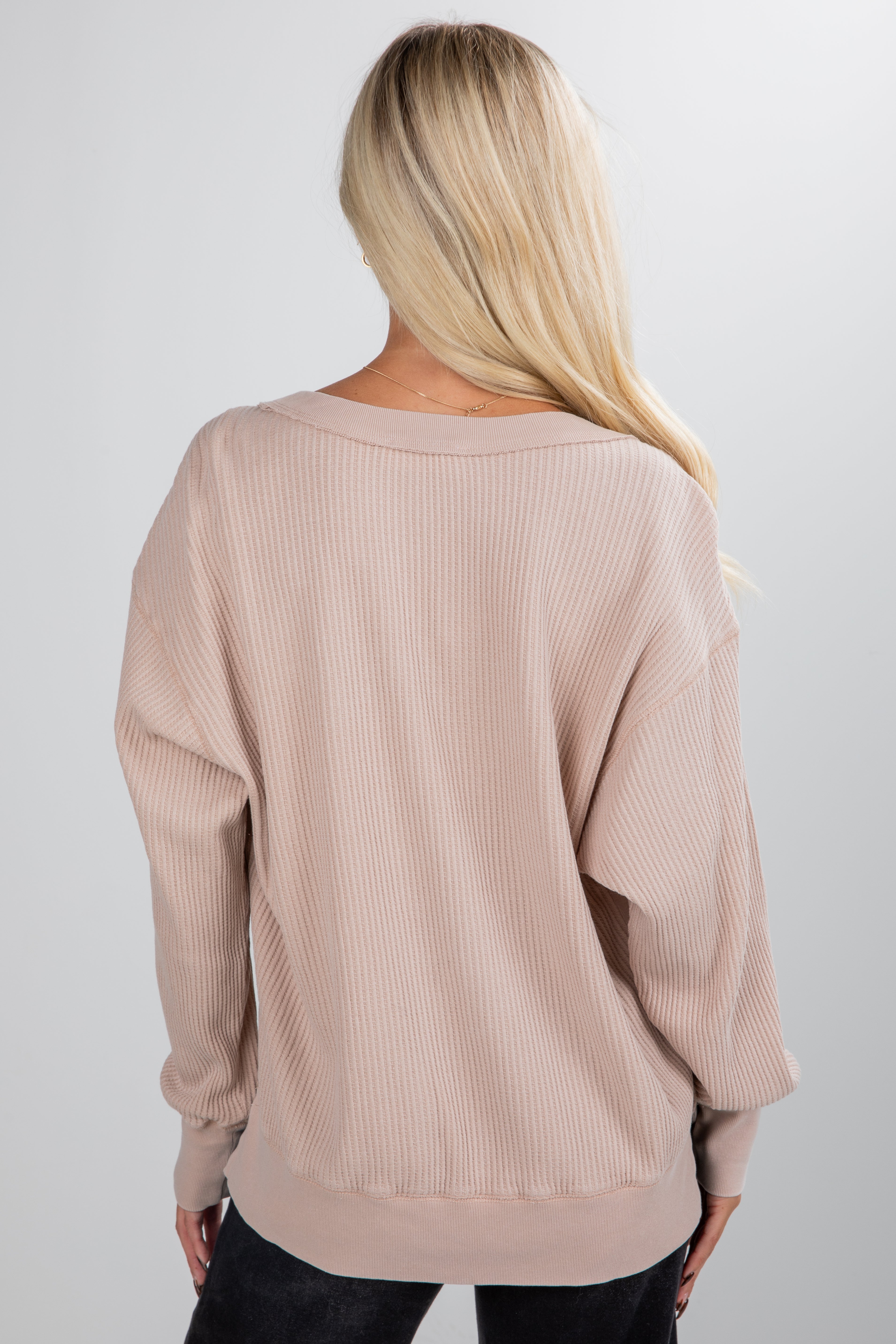 Cozy Forecast Waffle Knit Top - DU DEAL