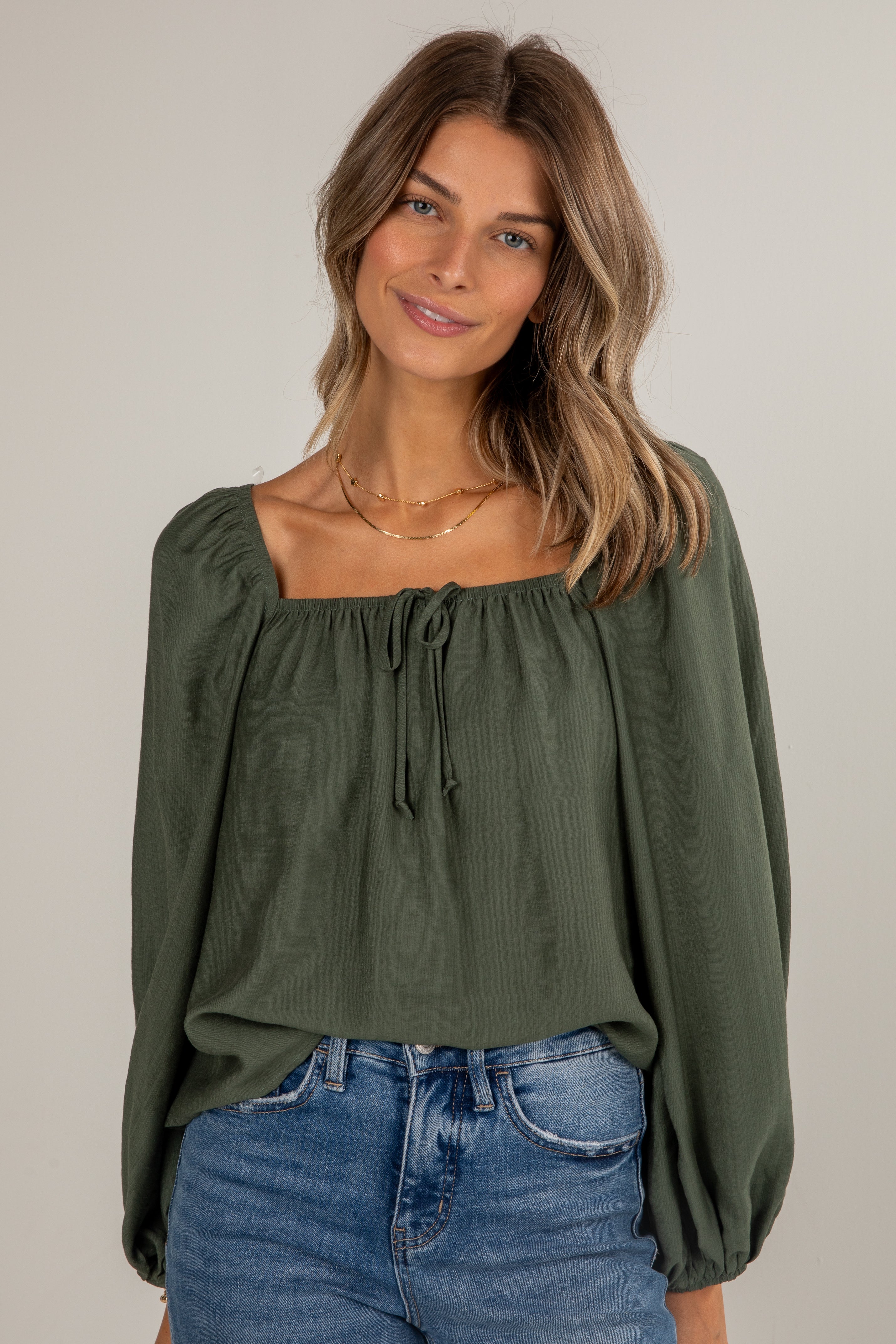 Give It A Try Hunter Green Blouse