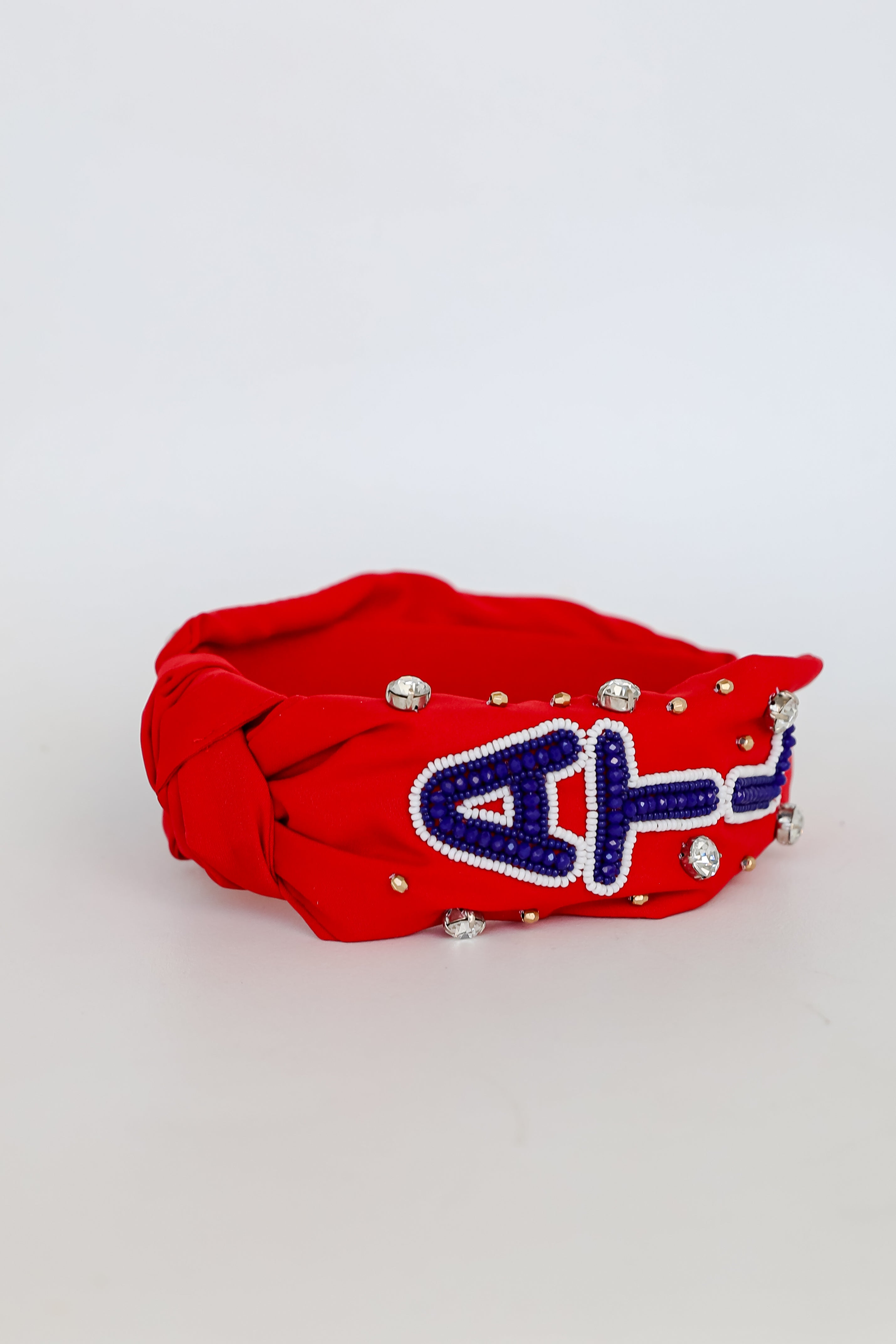 Red ATL Beaded Knotted Headband