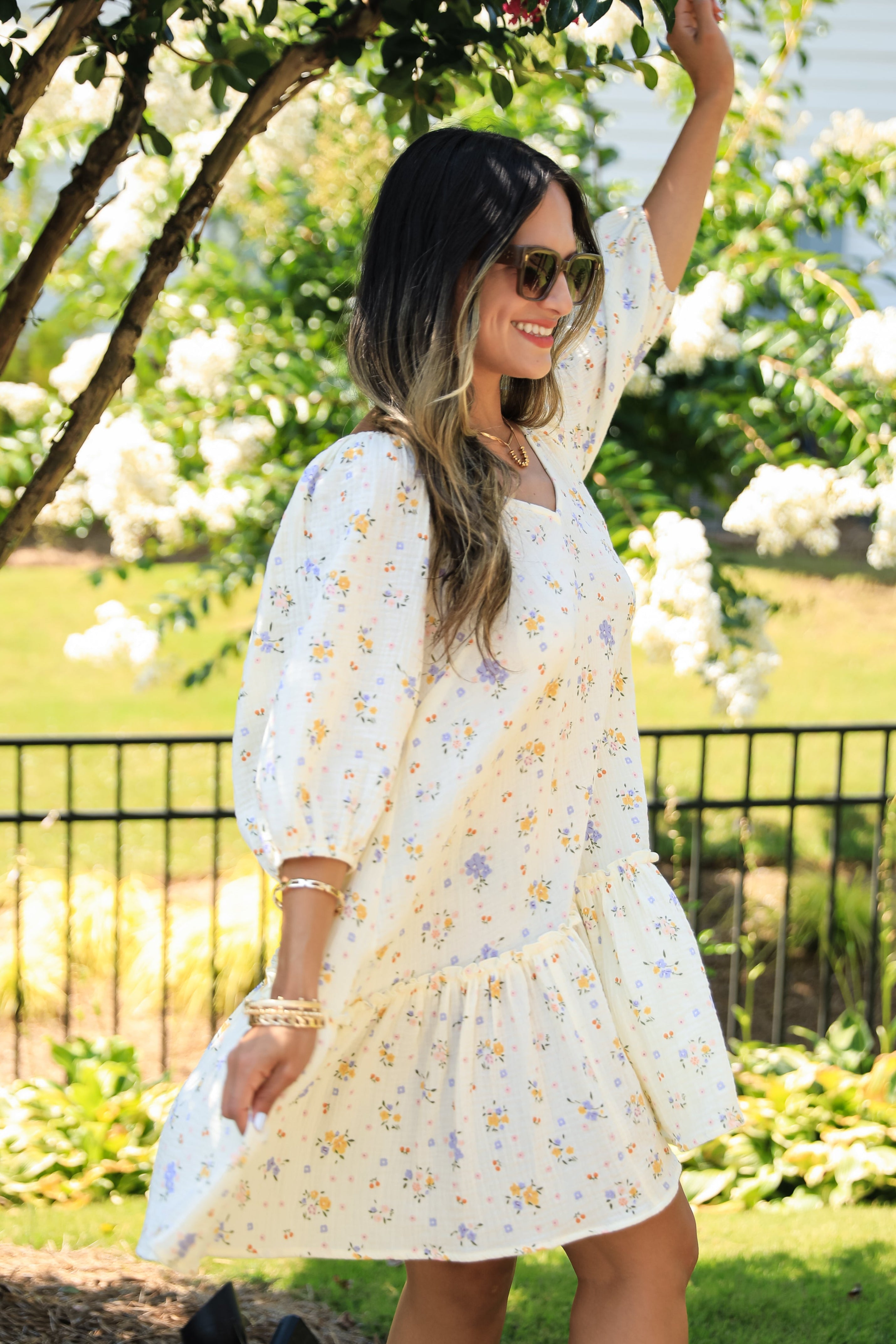 Whatever I Want Cream Linen Floral Mini Dress