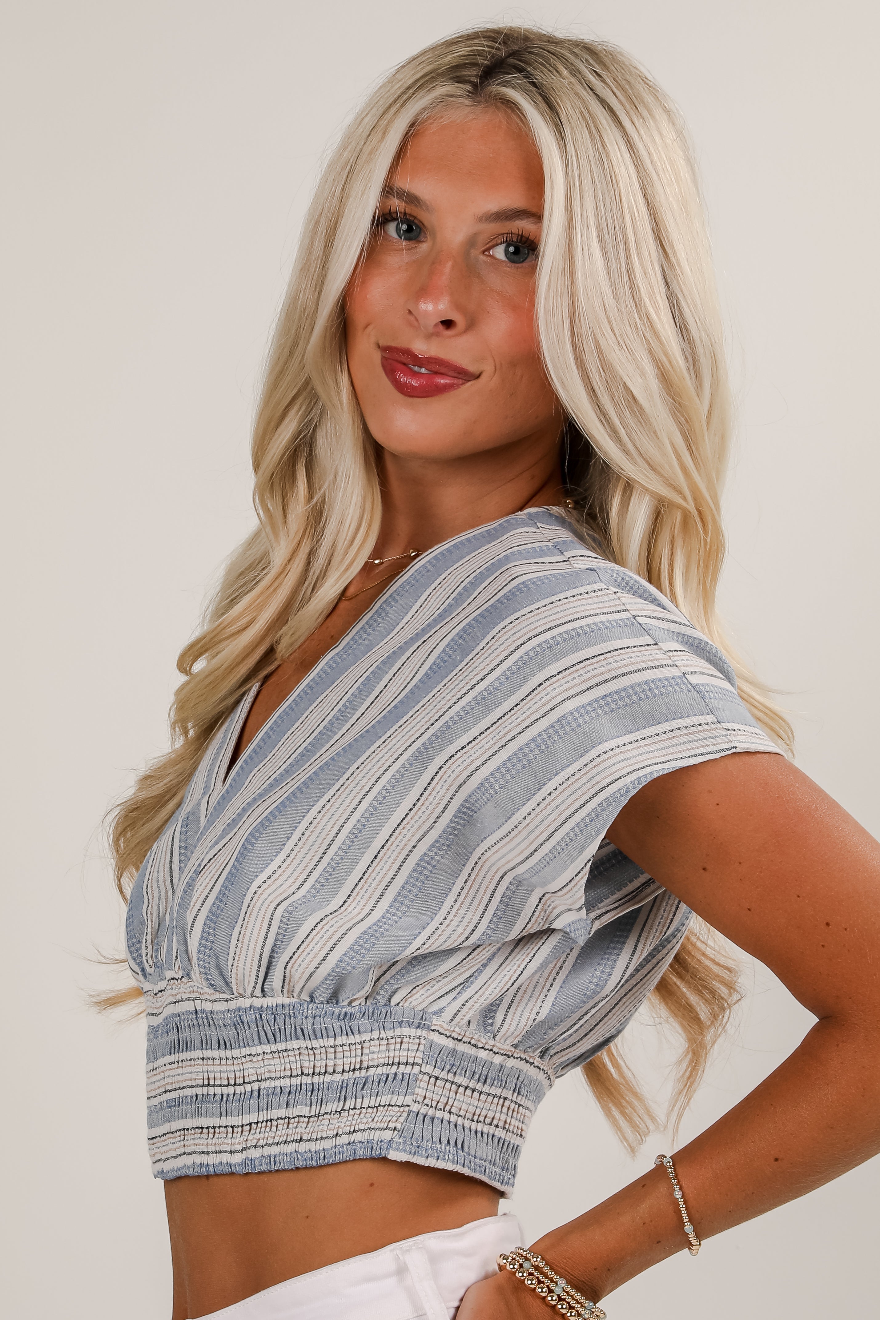 Feels Like Love Blue Striped Blouse