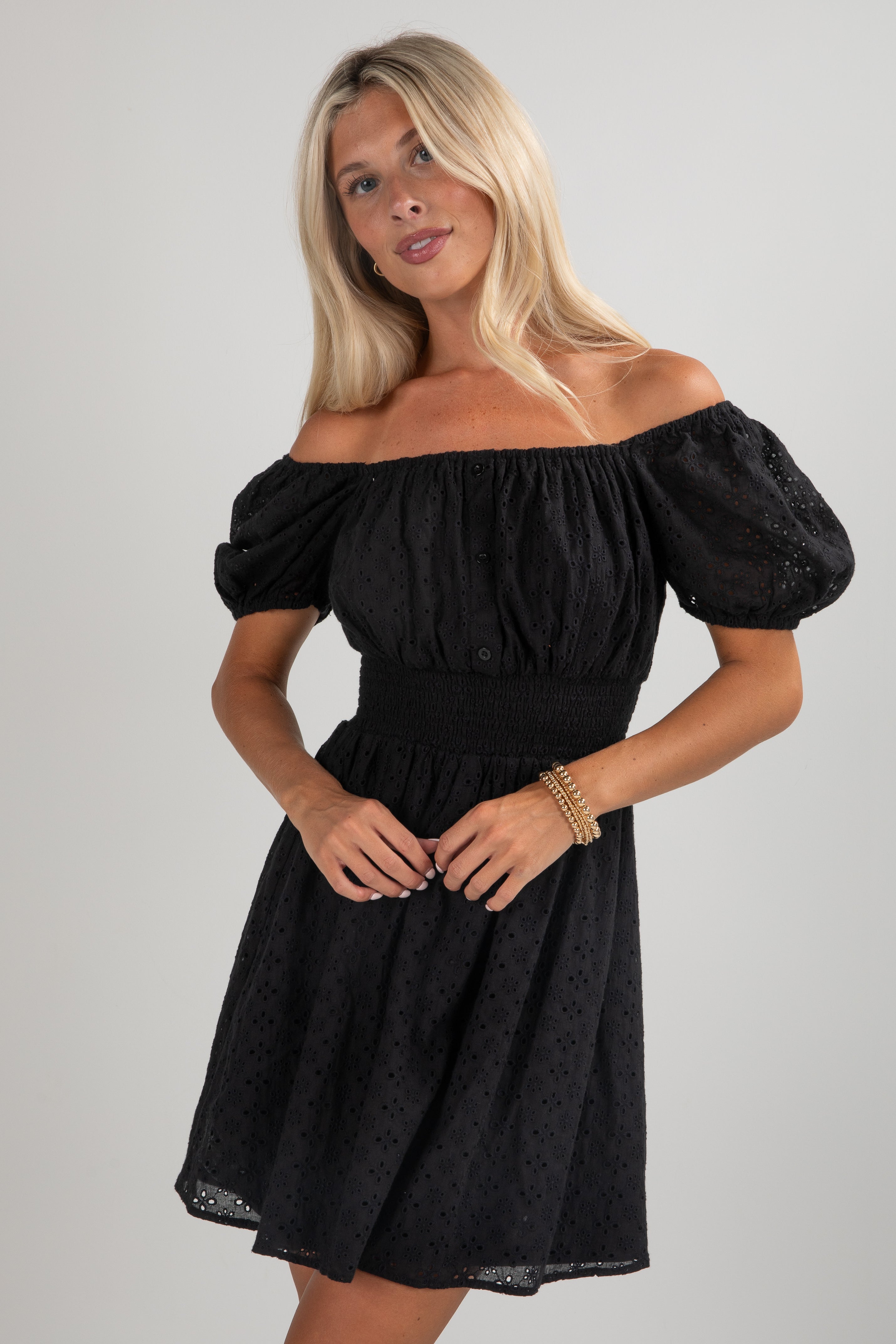 Sweet Like Honey Black Eyelet Mini Dress