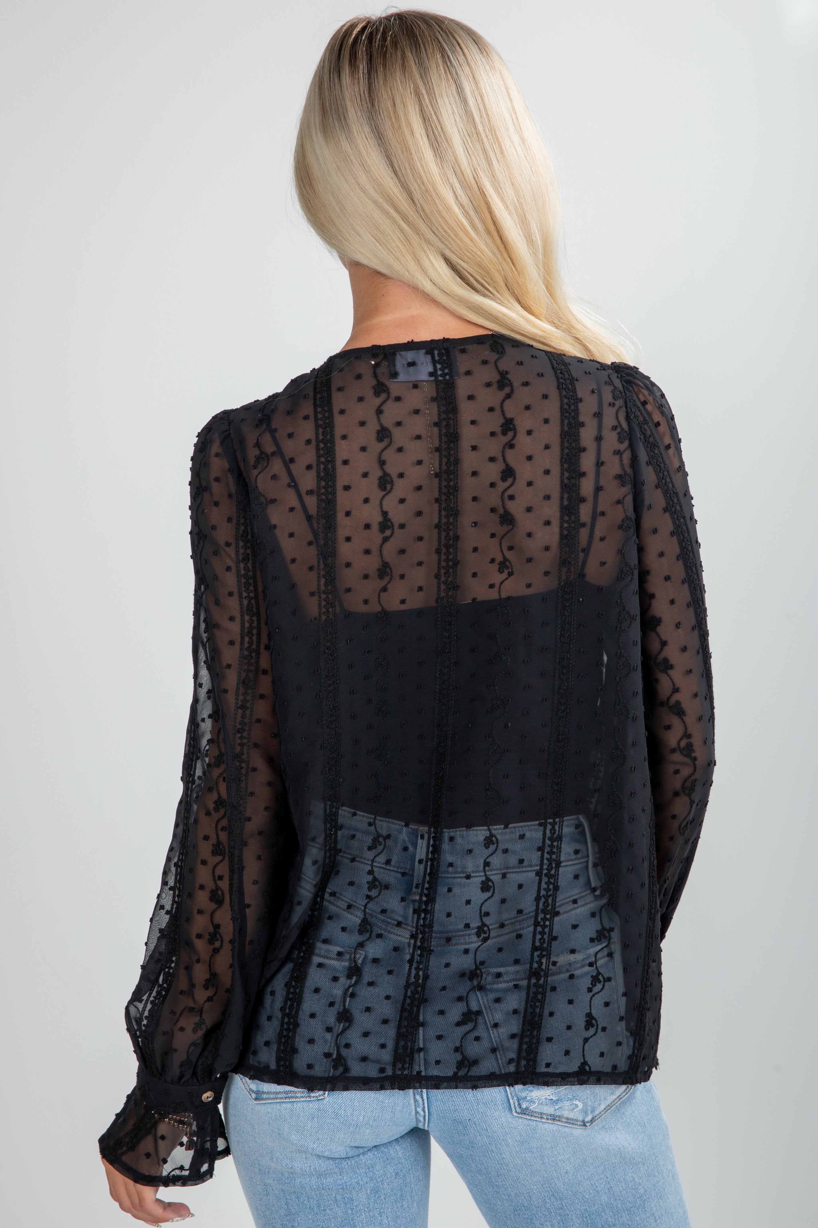 Been There Black Swiss Dot Blouse