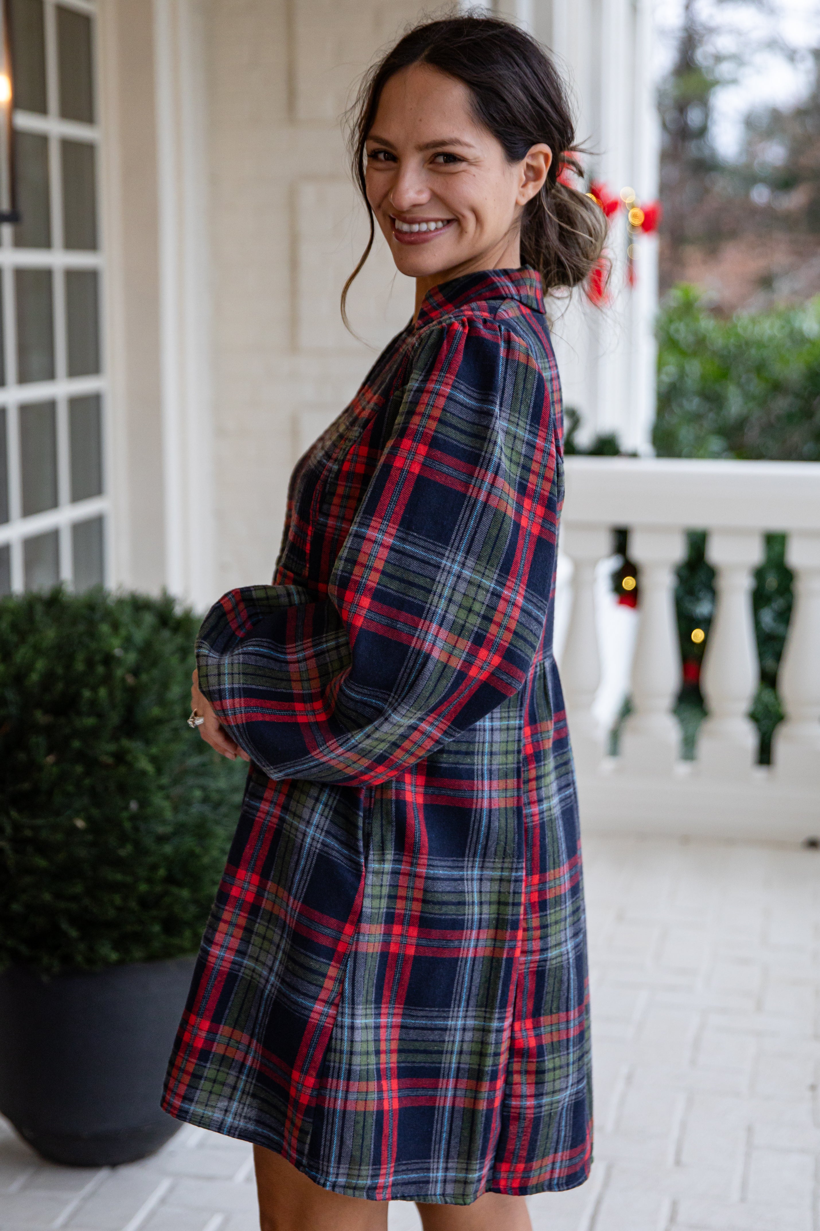 Holiday Heritage Navy Plaid Mini Dress