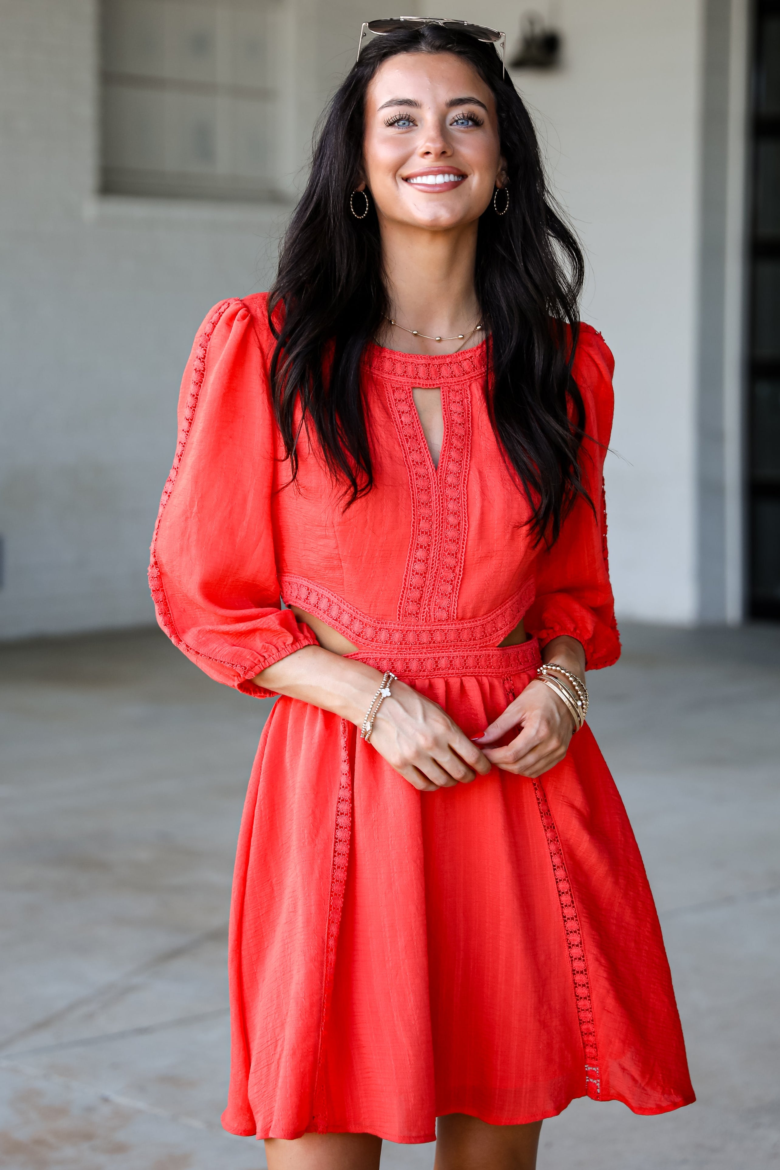 Keep It Up Red Cutout Mini Dress