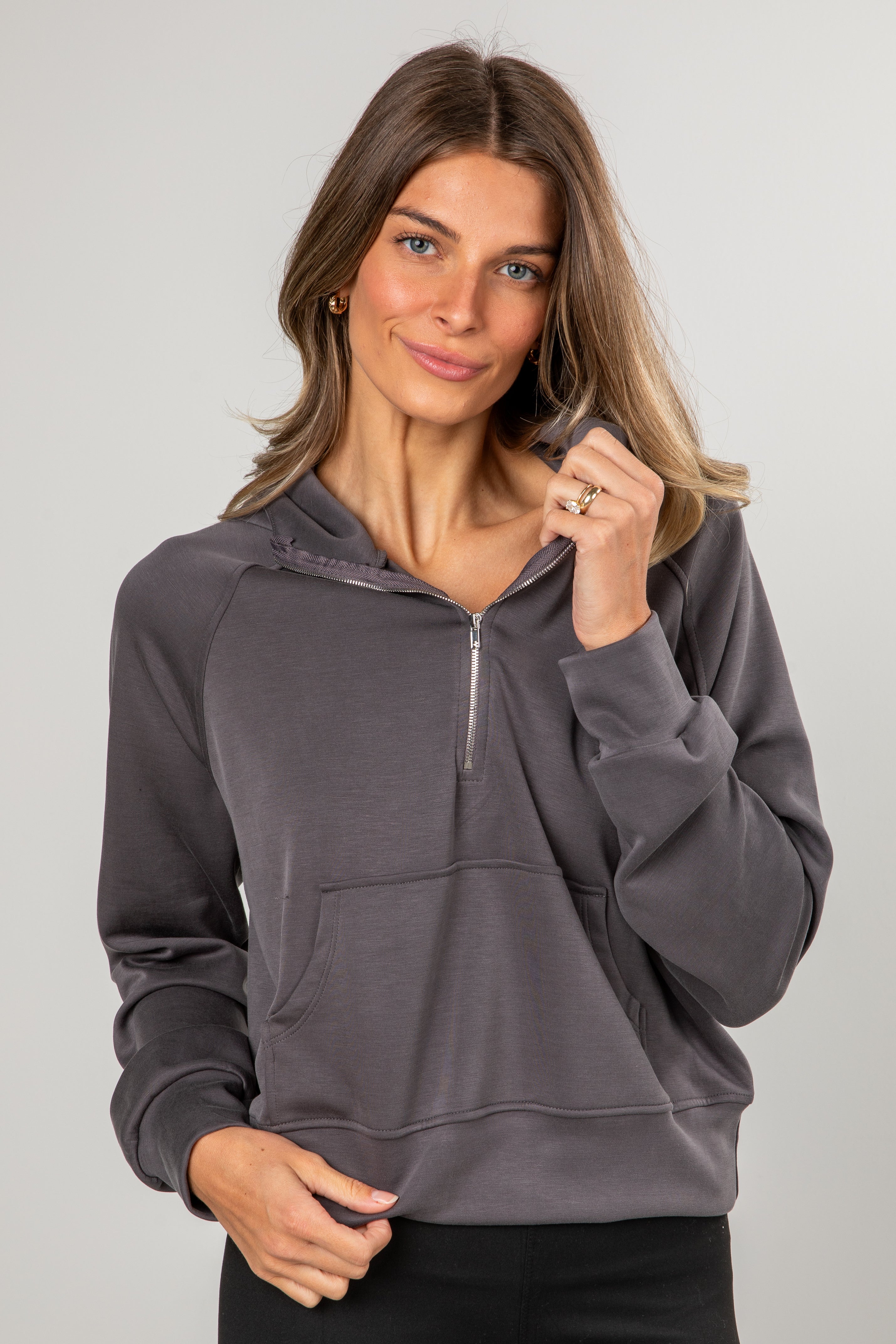 Ultra Air Soft Hooded Quarter Zip Pullover