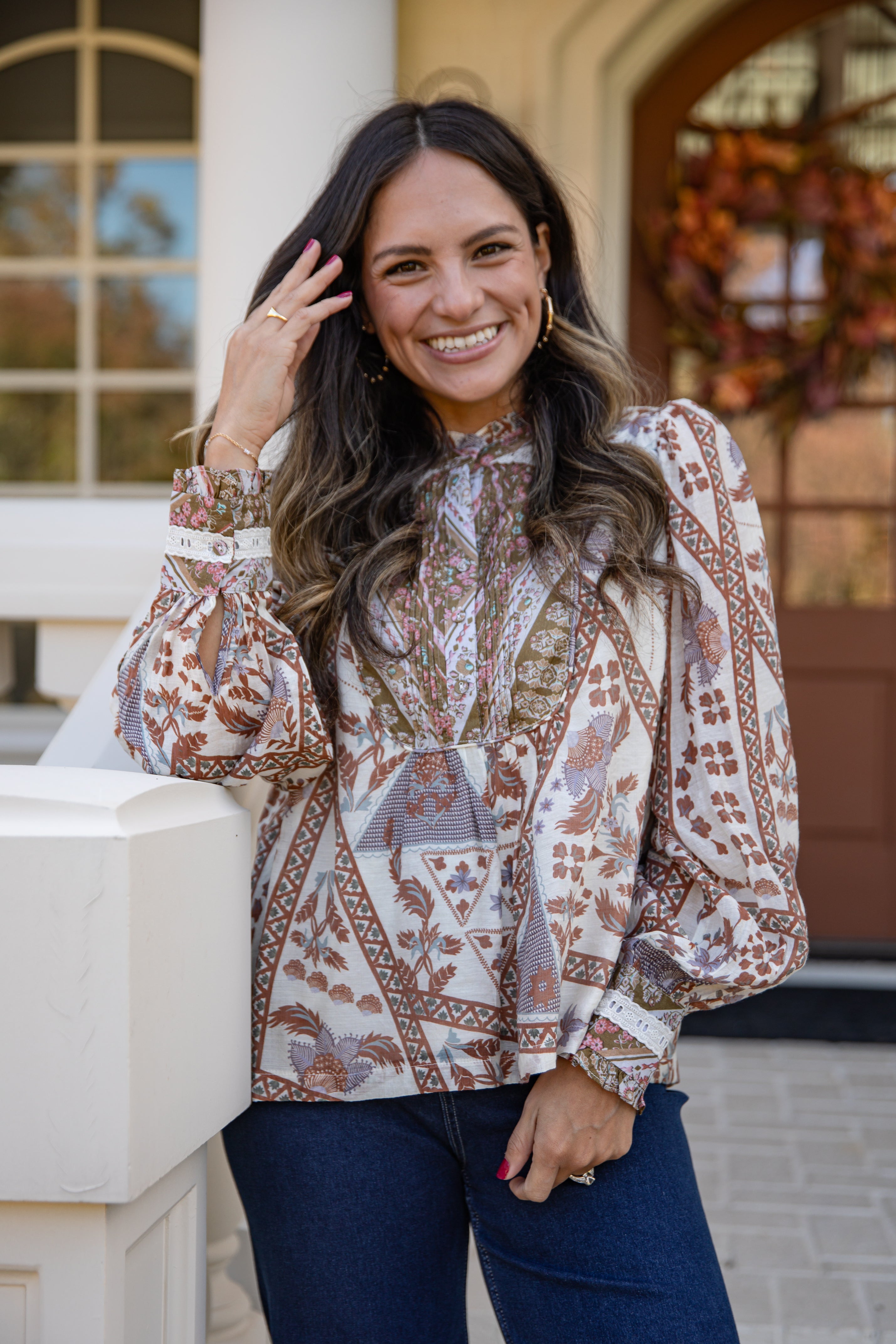 Happiness Follows Ivory Floral Blouse