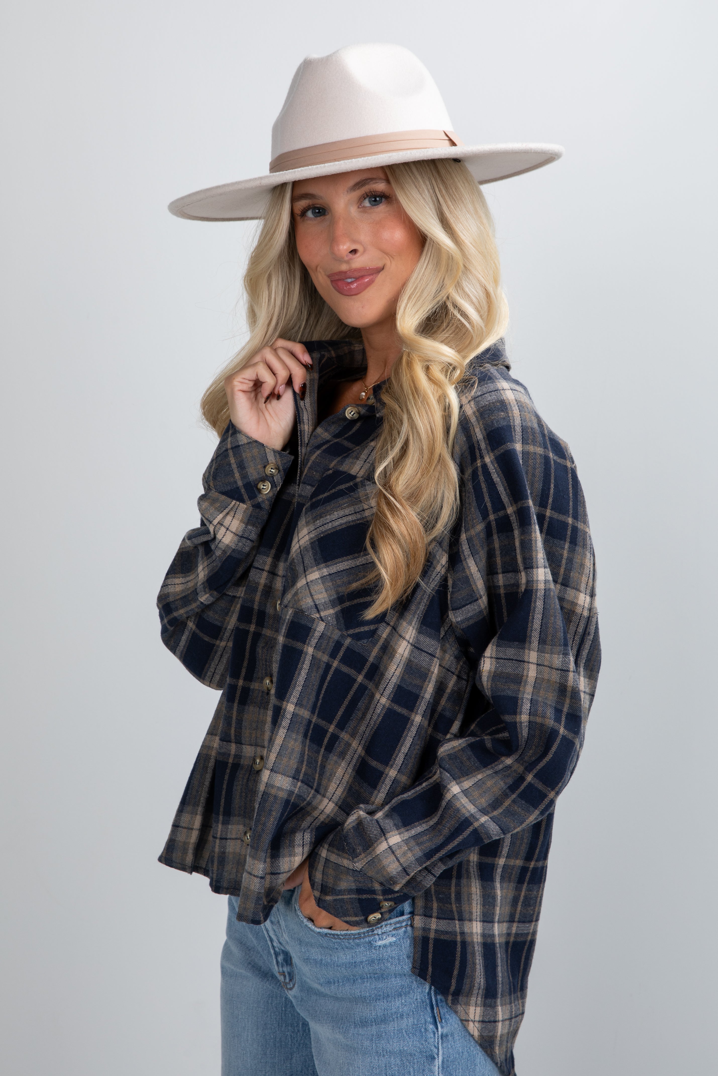 Time Goes By Navy Plaid Flannel