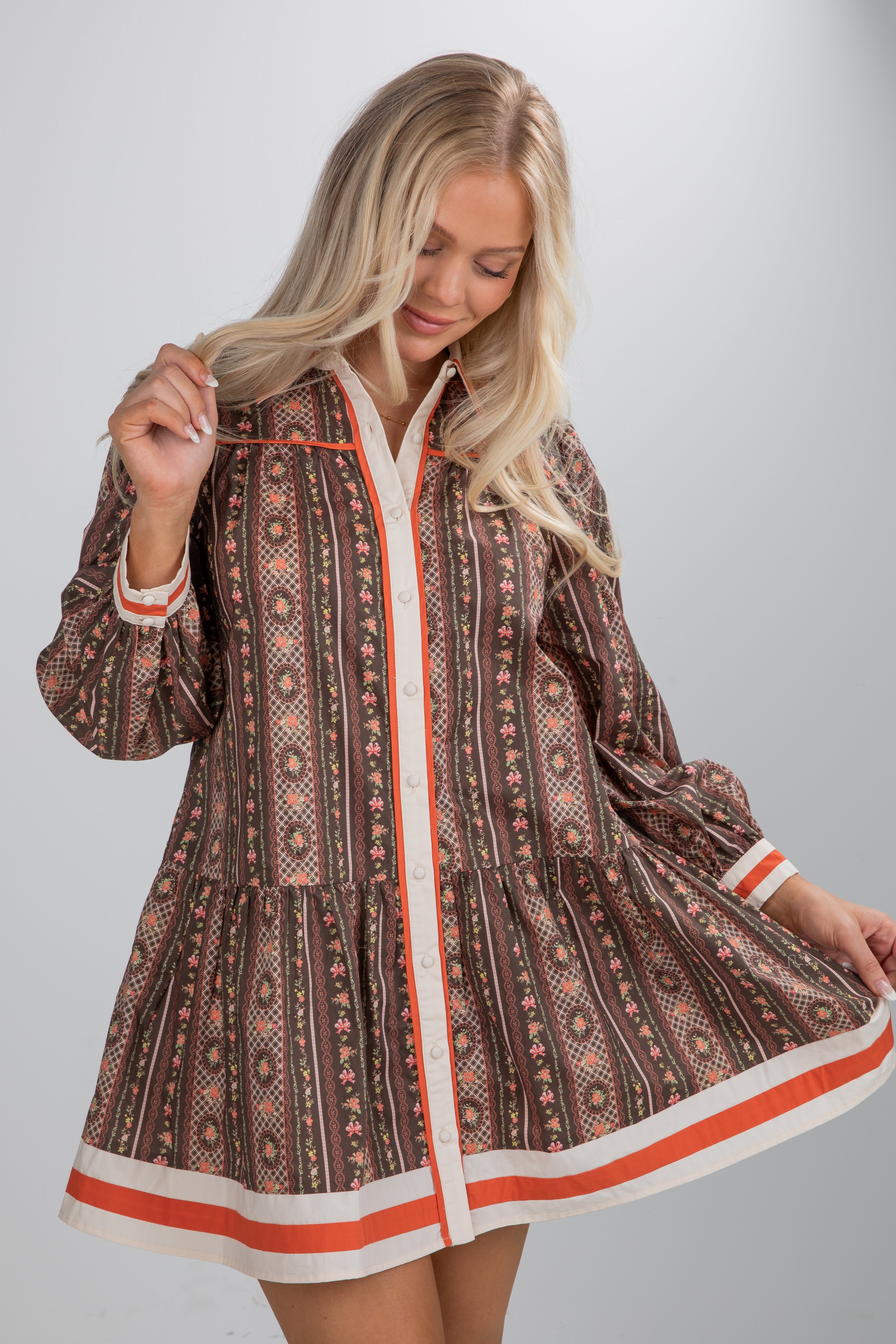 Festive Flair Olive Floral Mini Dress