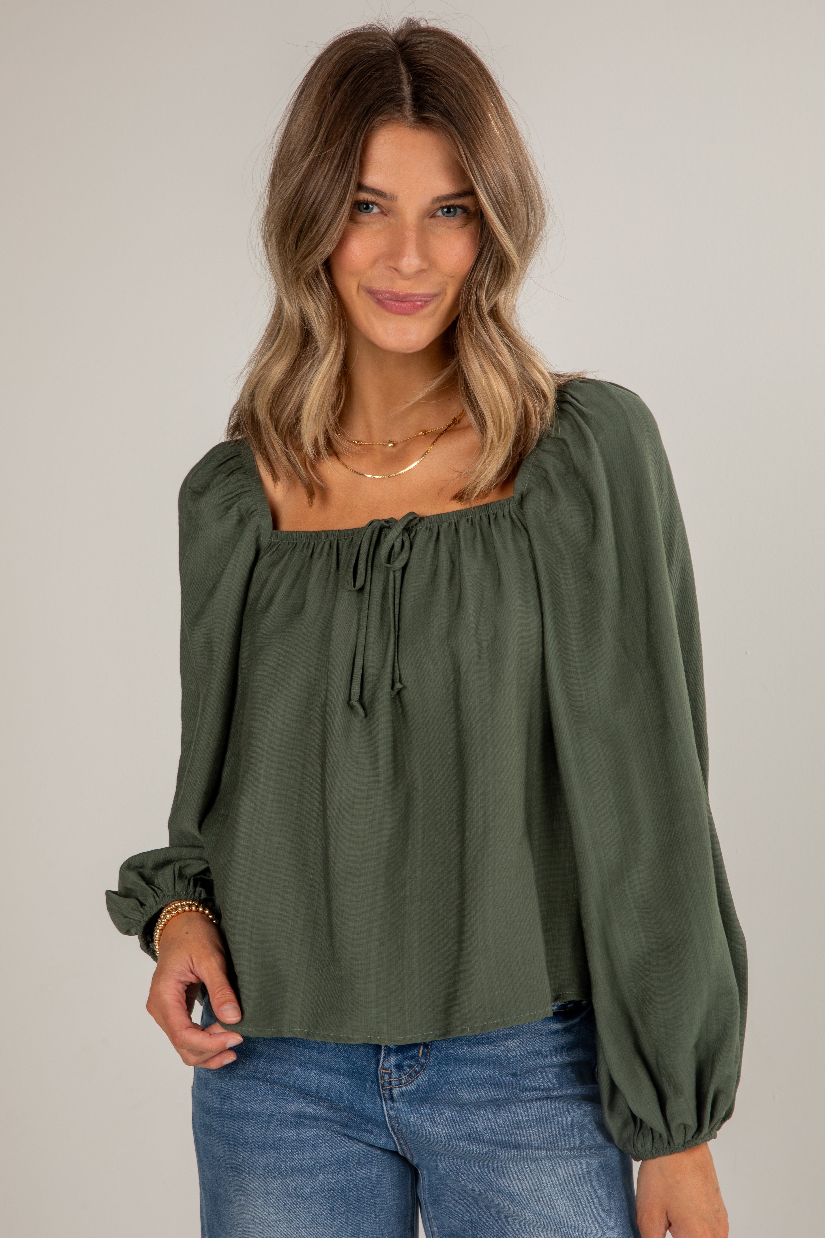 Give It A Try Hunter Green Blouse