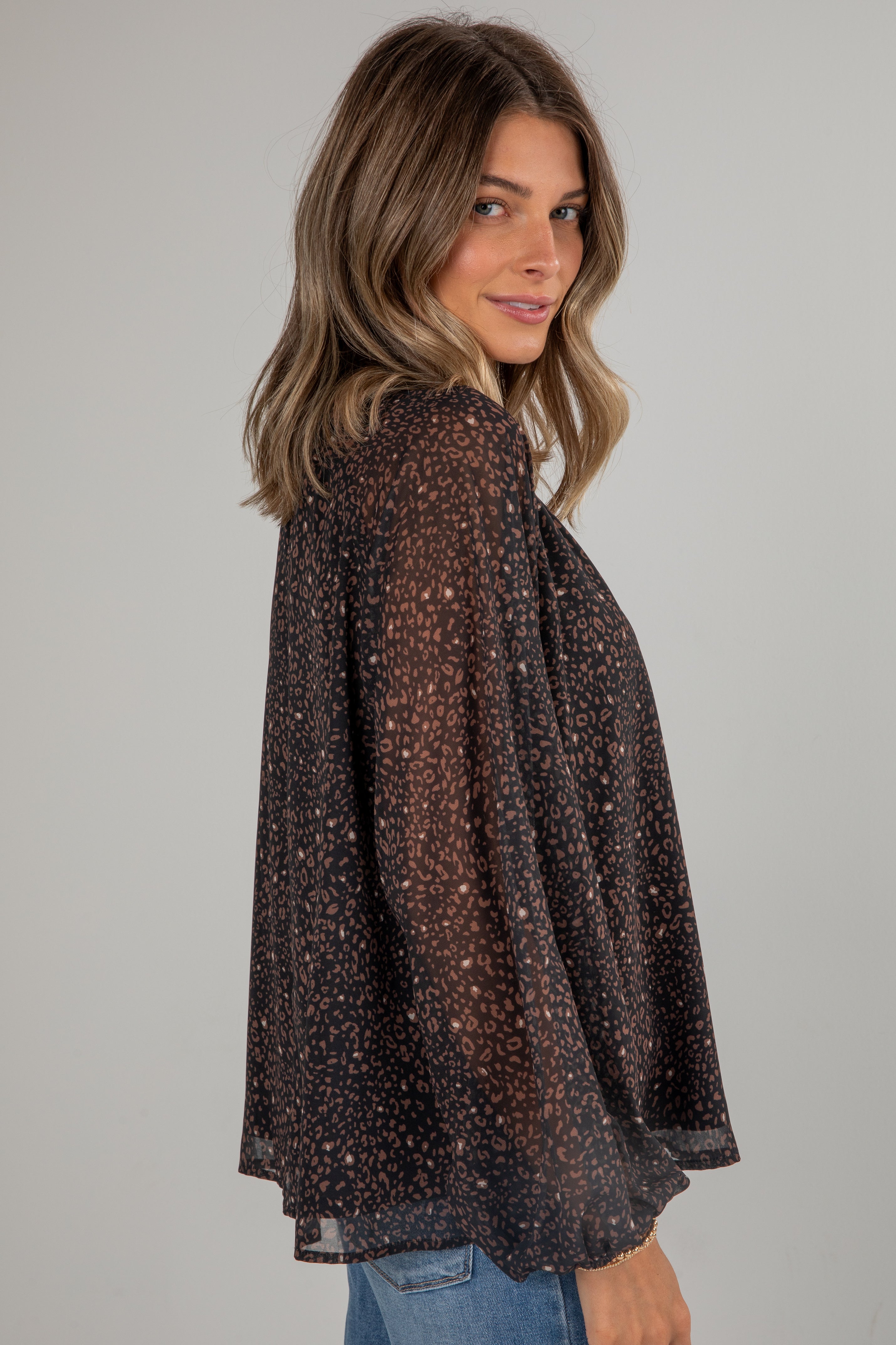 Spot On Style Black Leopard Blouse