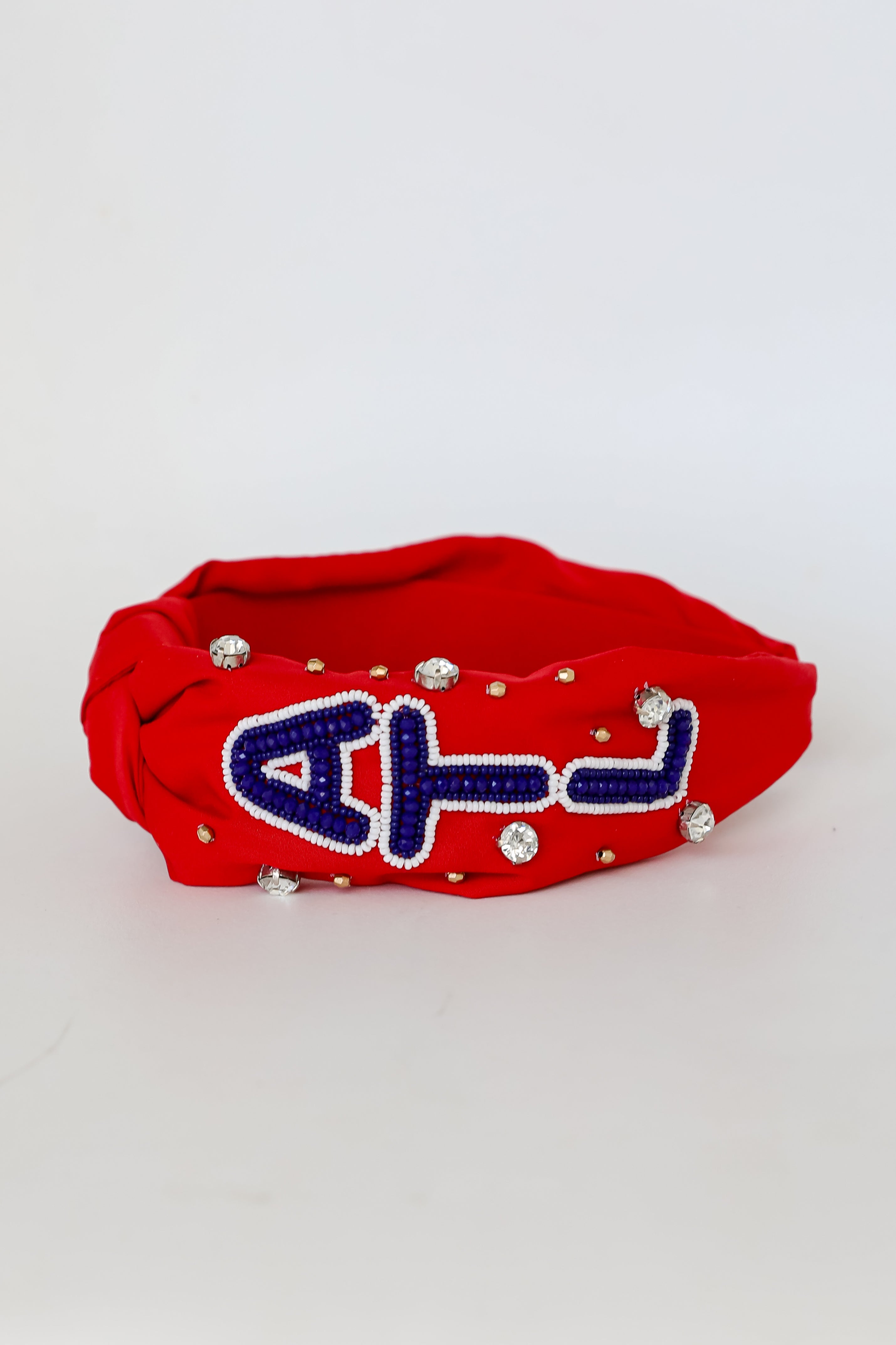 Red ATL Beaded Knotted Headband