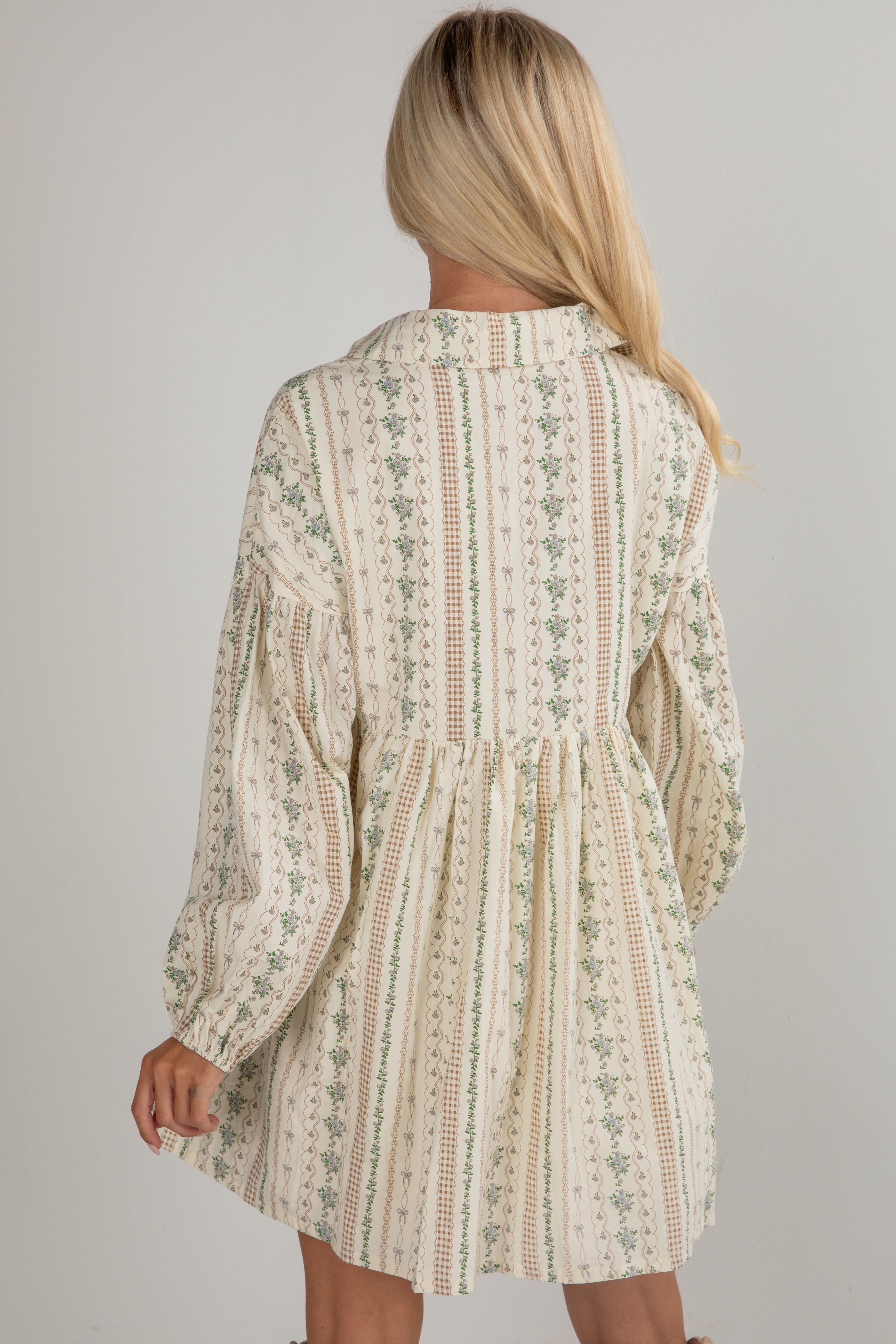 Right In Front Of You Cream Floral Babydoll Mini Dress