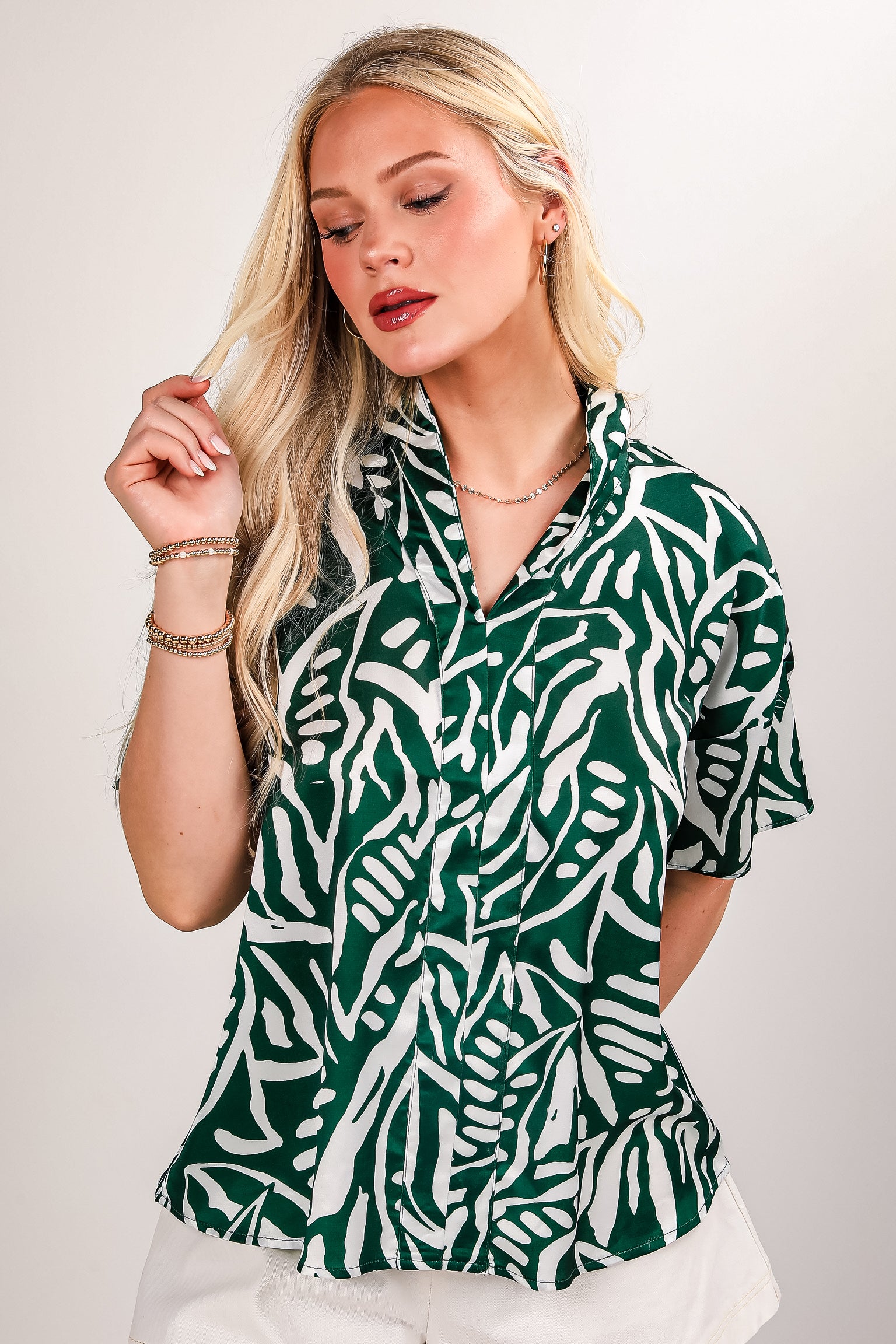 Our Story Green Satin Blouse - DU DEAL