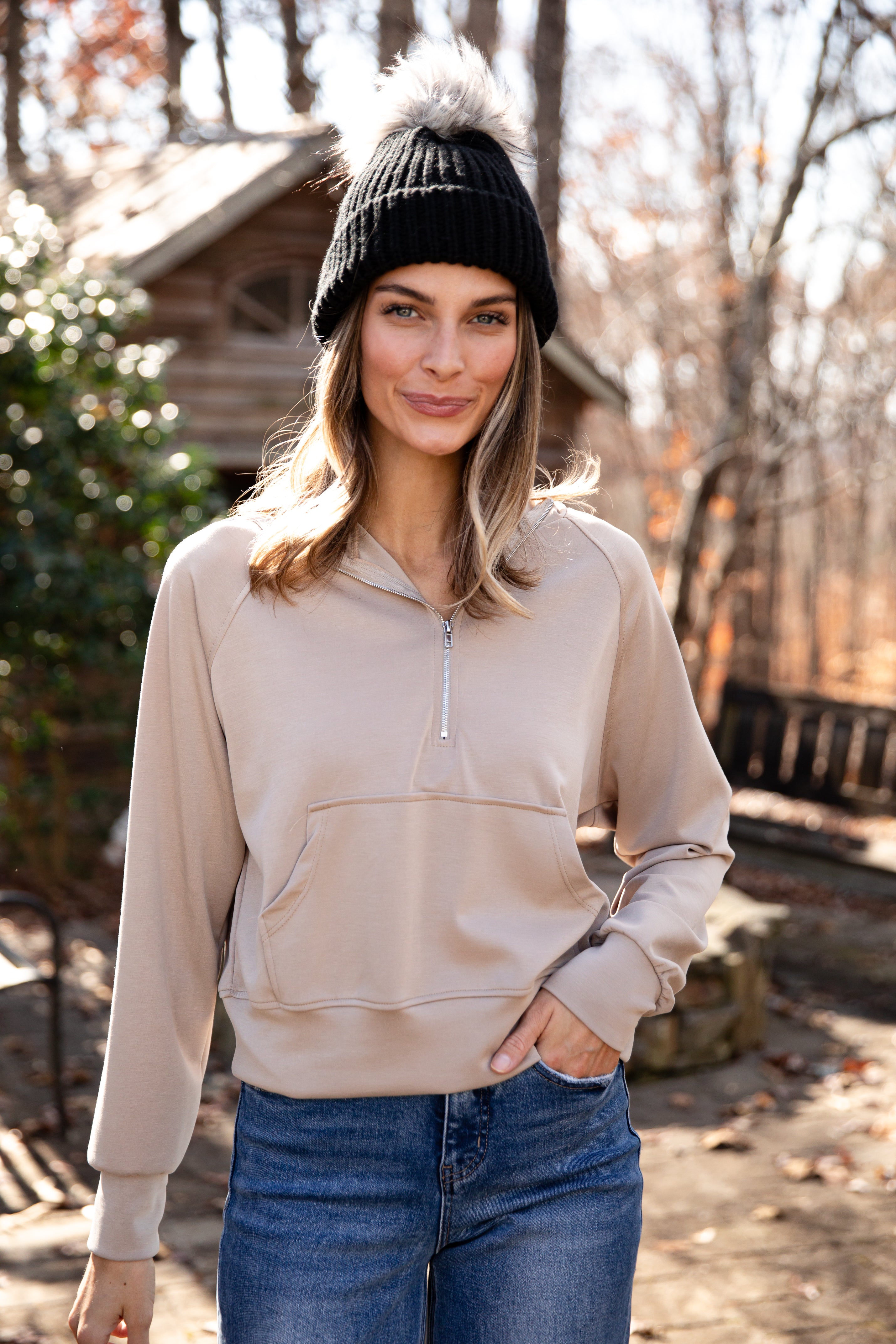 Ultra Air Soft Hooded Quarter Zip Pullover