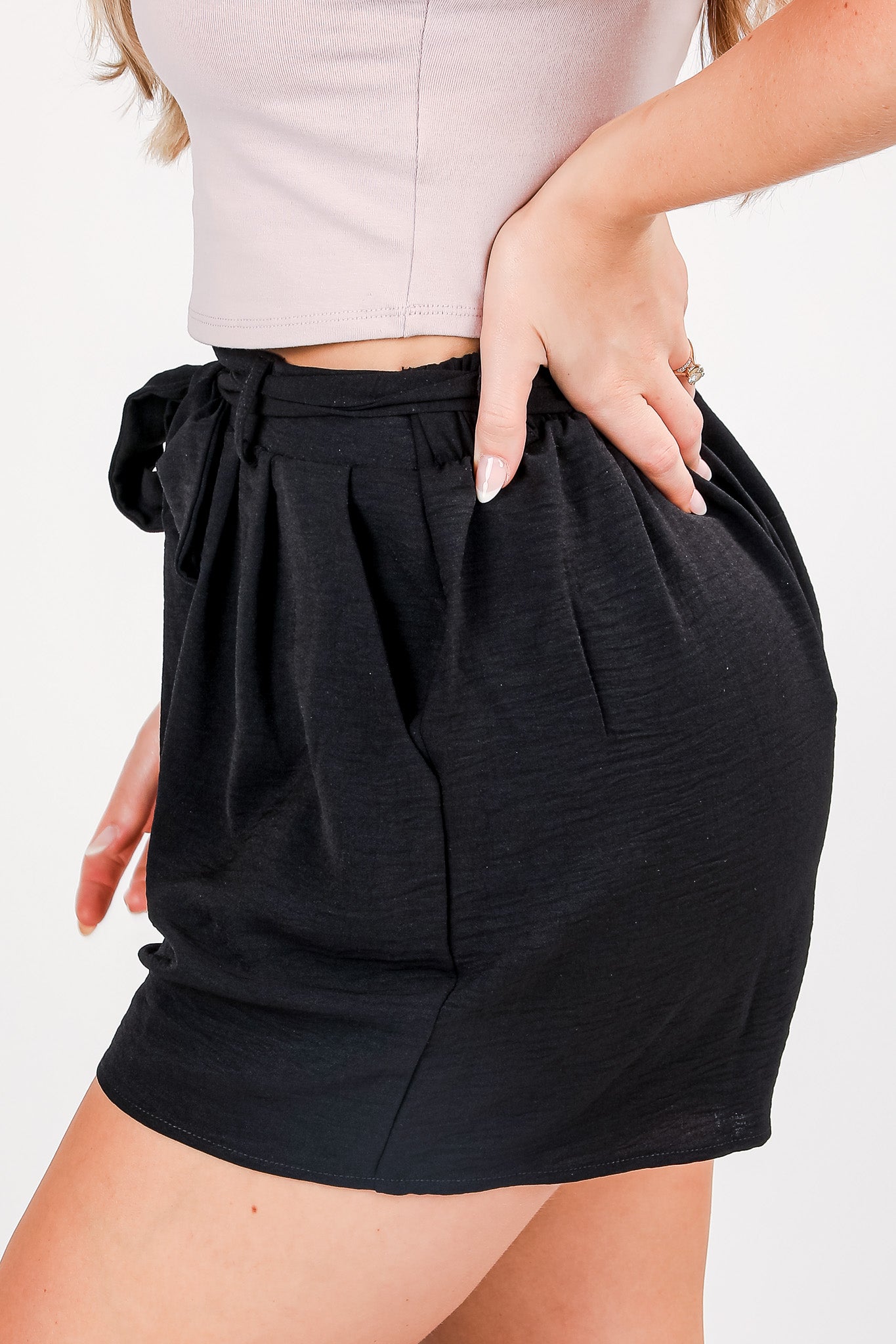 Swept Away Black Shorts - DU DEAL