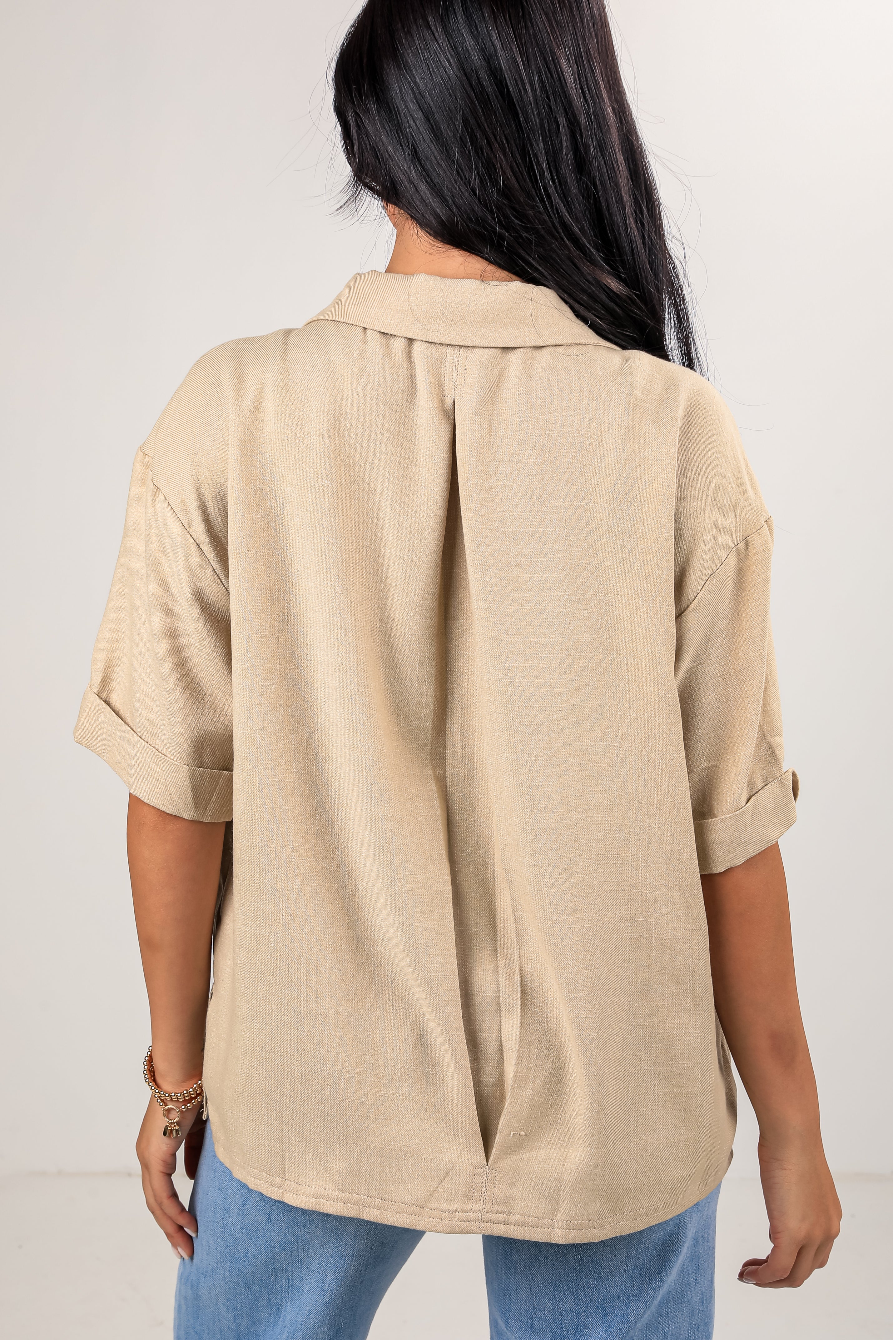 What Comes Next Oatmeal Short Sleeve Blazer