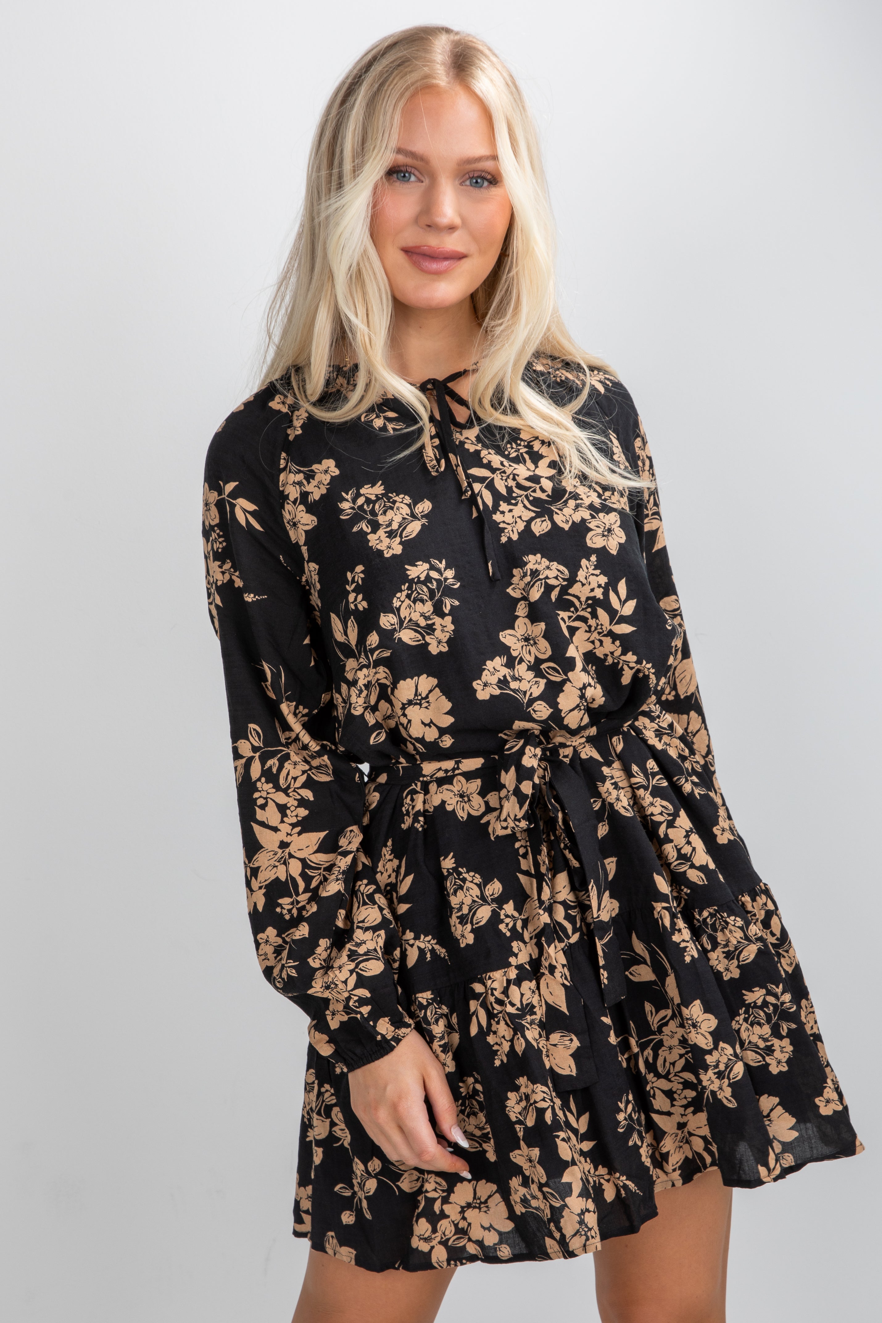 Going Out There Black Floral Mini Dress