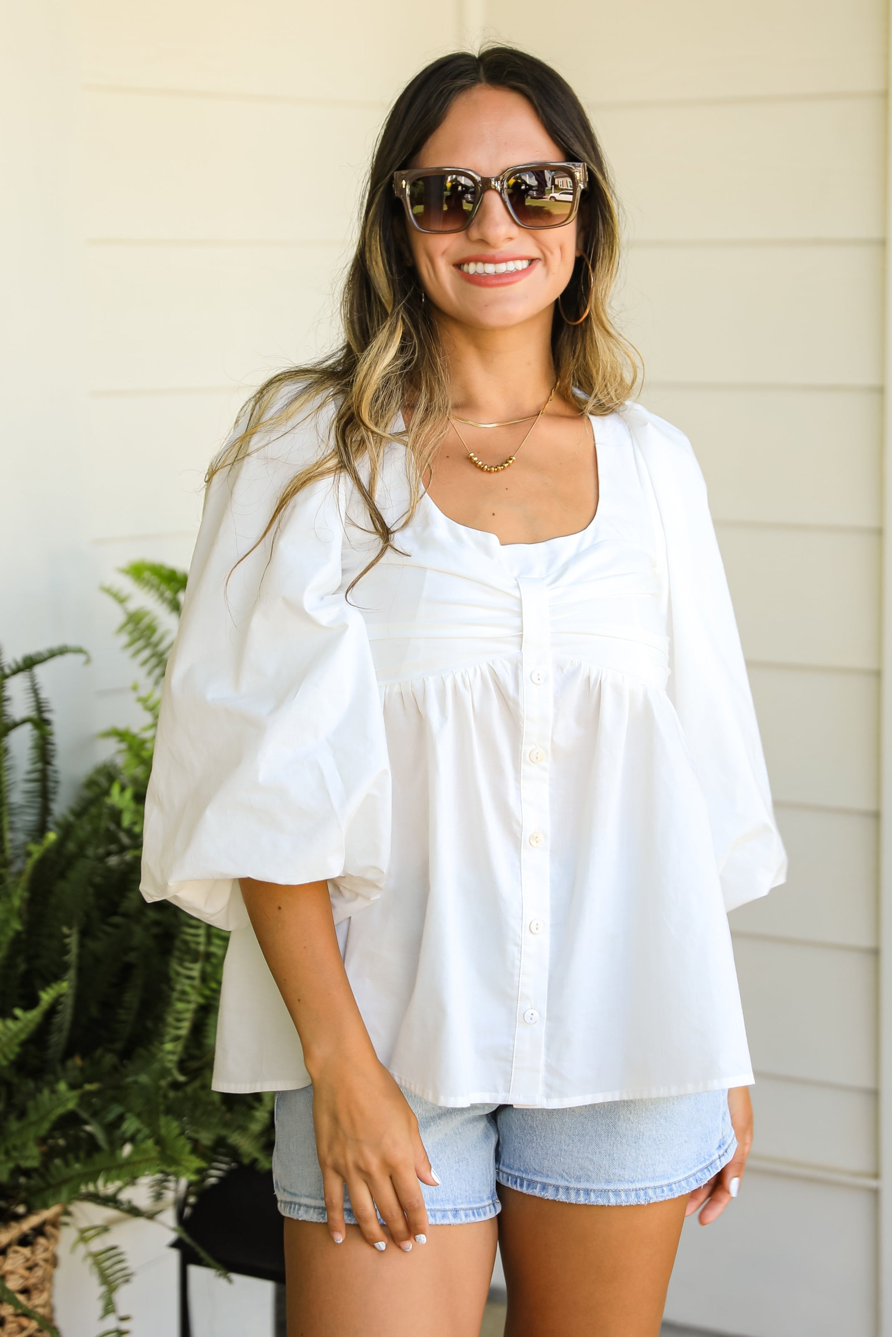 There For It Off White Babydoll Blouse