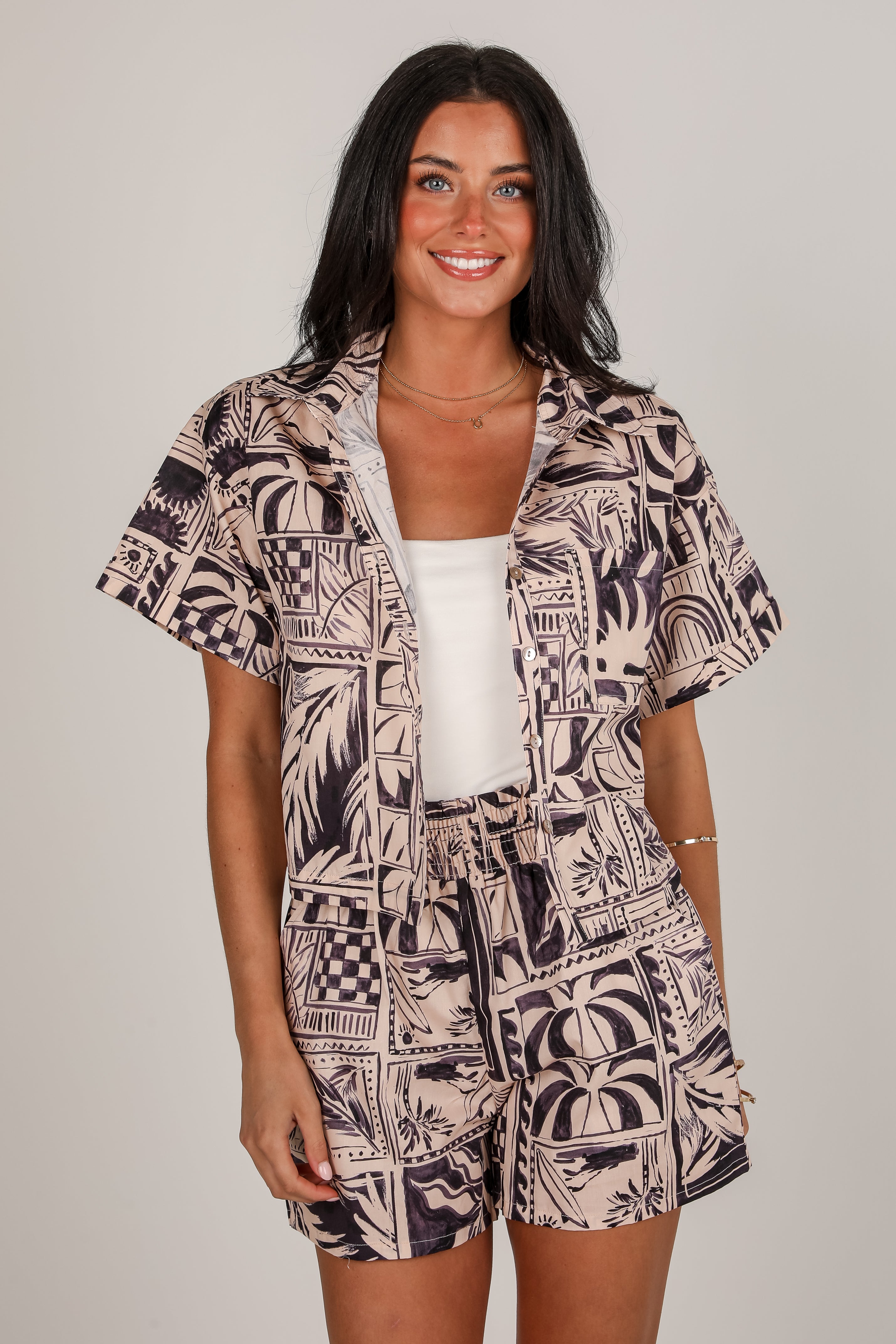 Breezy Essential Blush Tropical Shorts