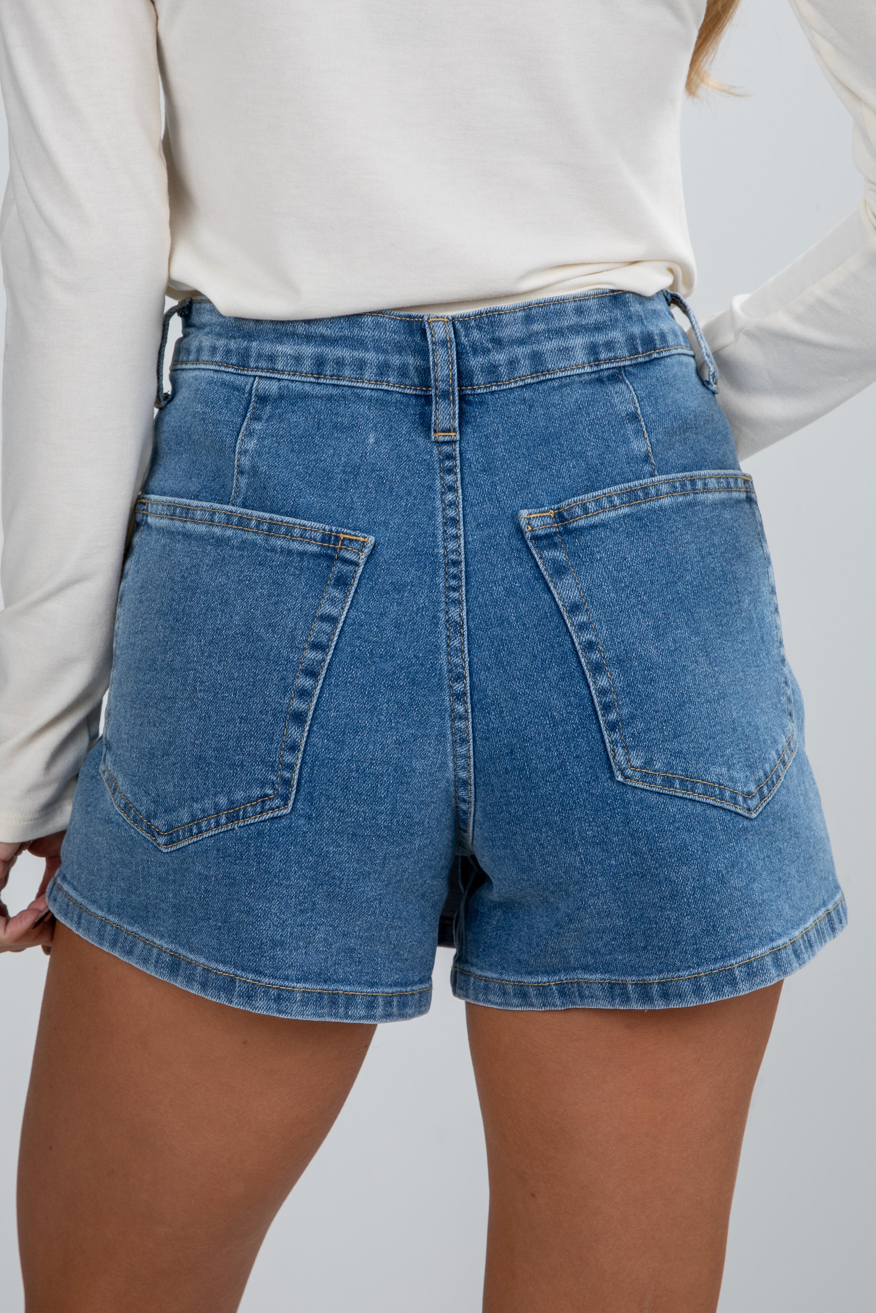 Looking For It Medium Wash Denim Skort