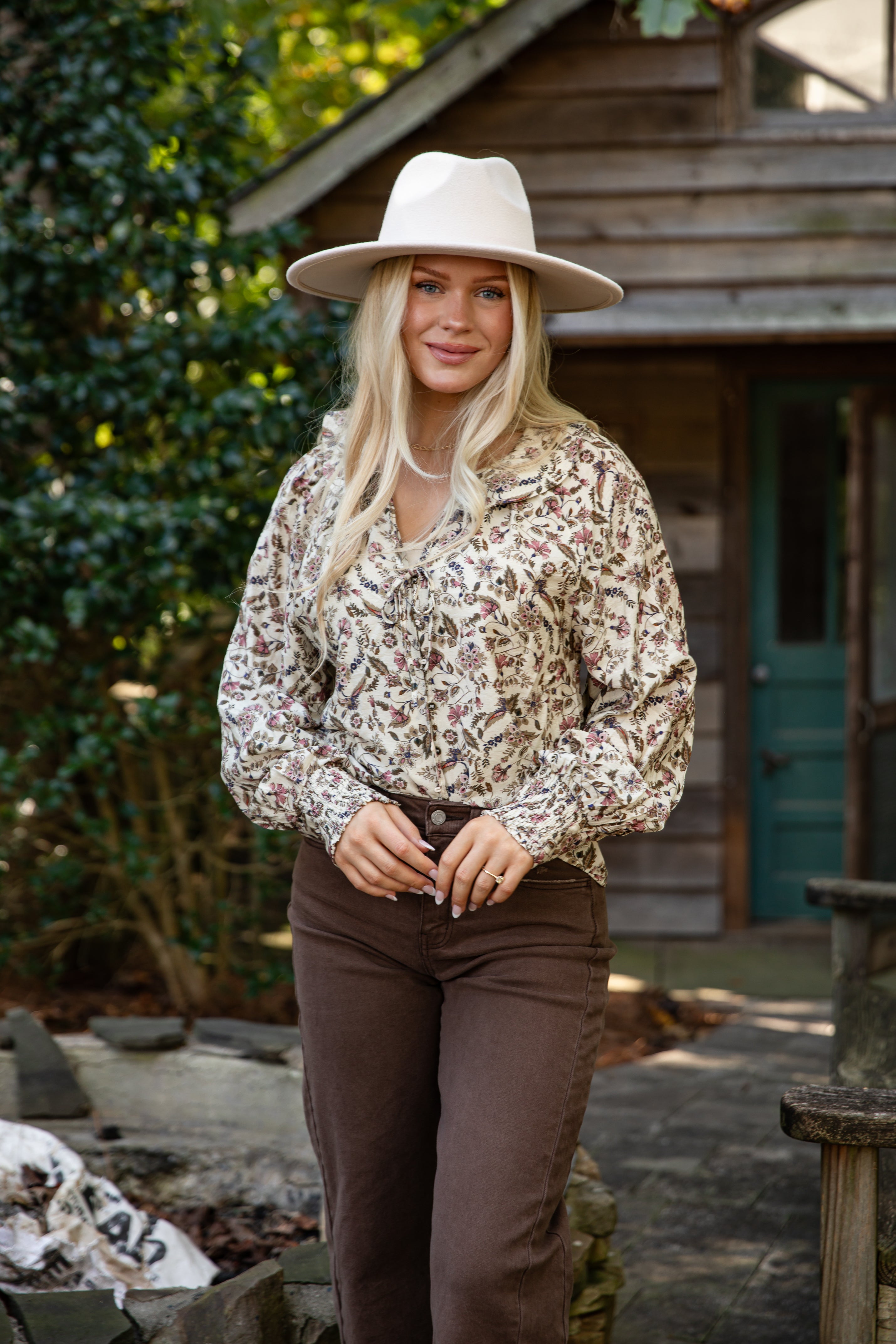 Blooming Gently Natural Floral Blouse