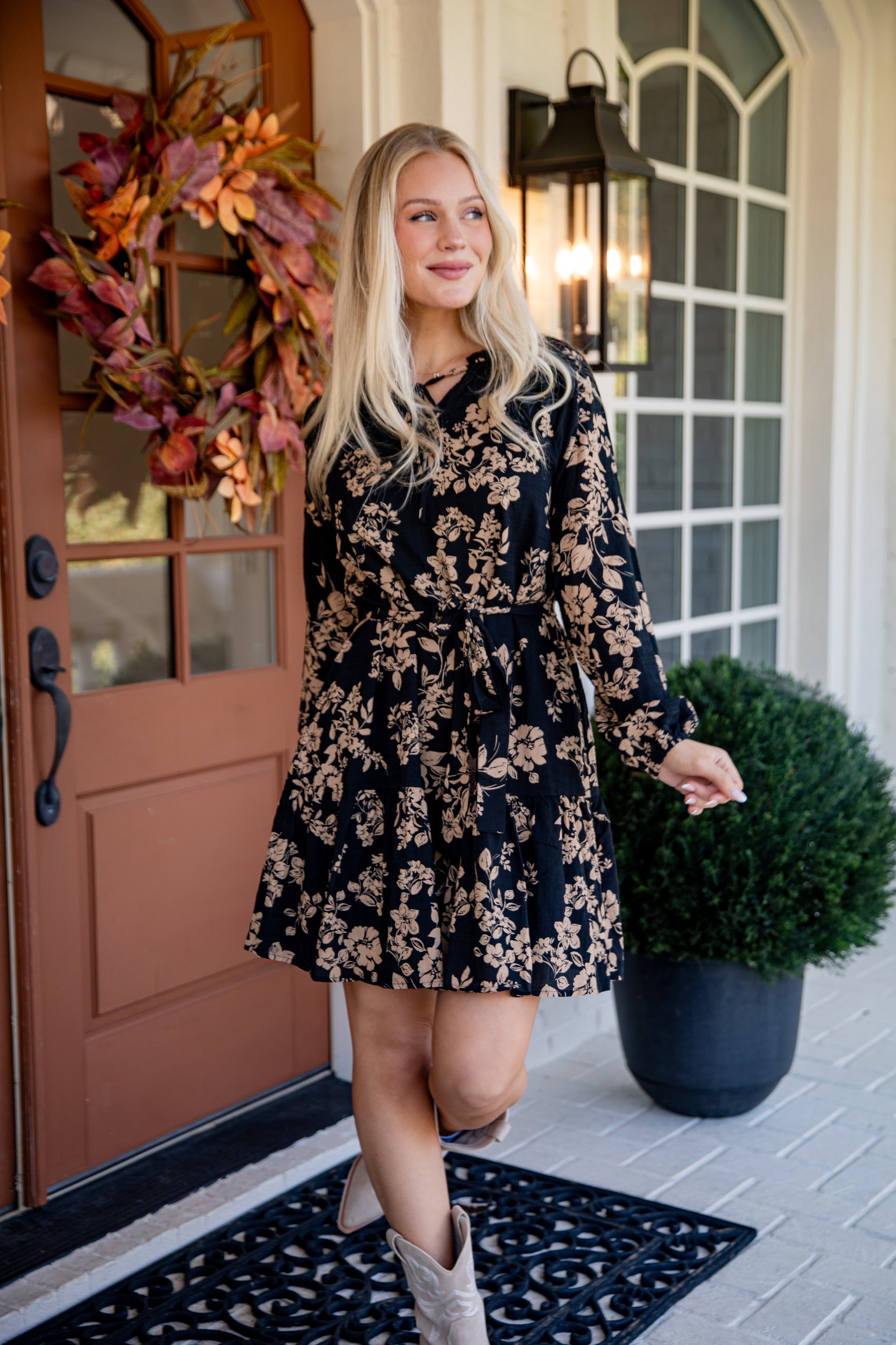 Going Out There Black Floral Mini Dress