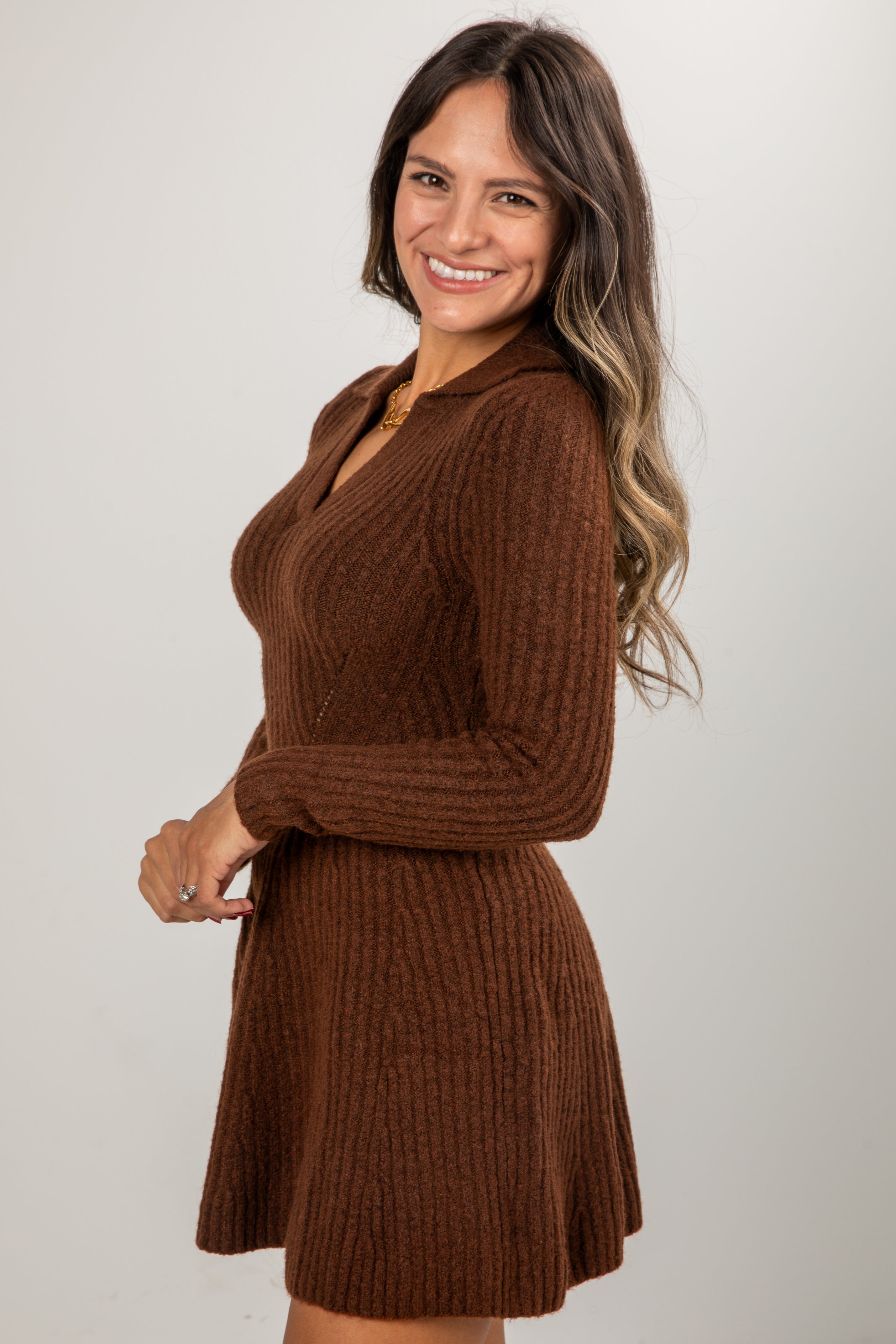 Cocoa Crush Chocolate Sweater Dress