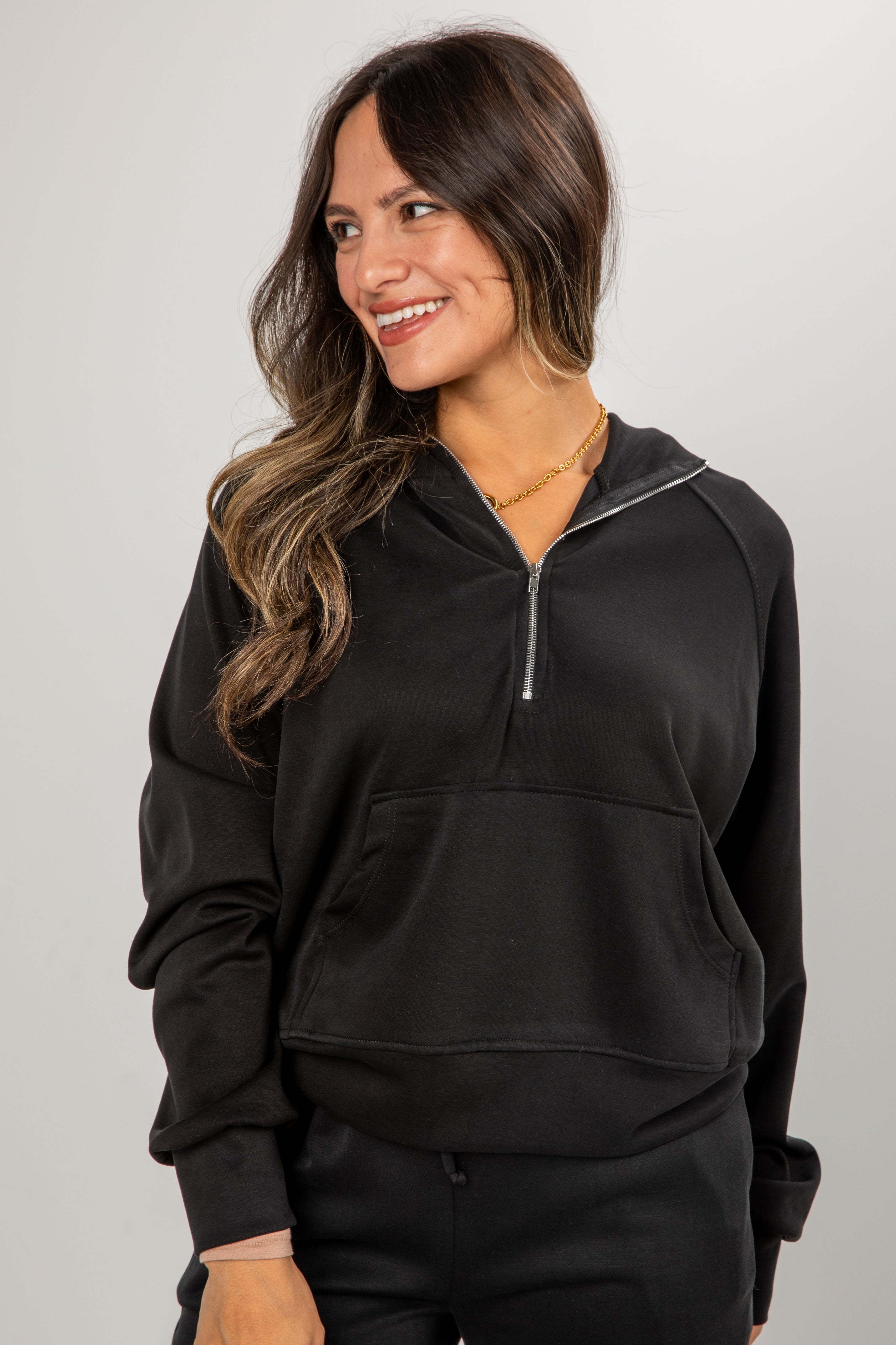 Ultra Air Soft Hooded Quarter Zip Pullover