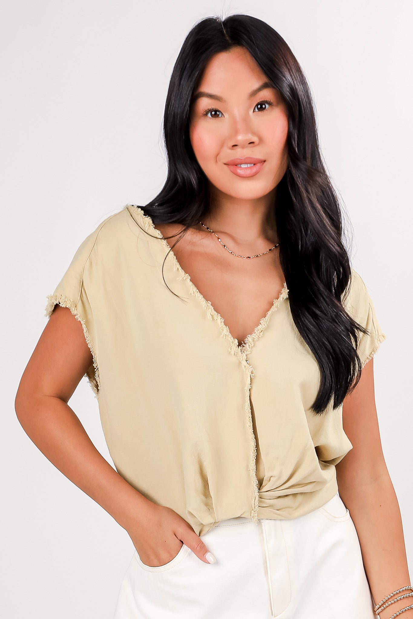 Never Giving Up Light Olive Blouse