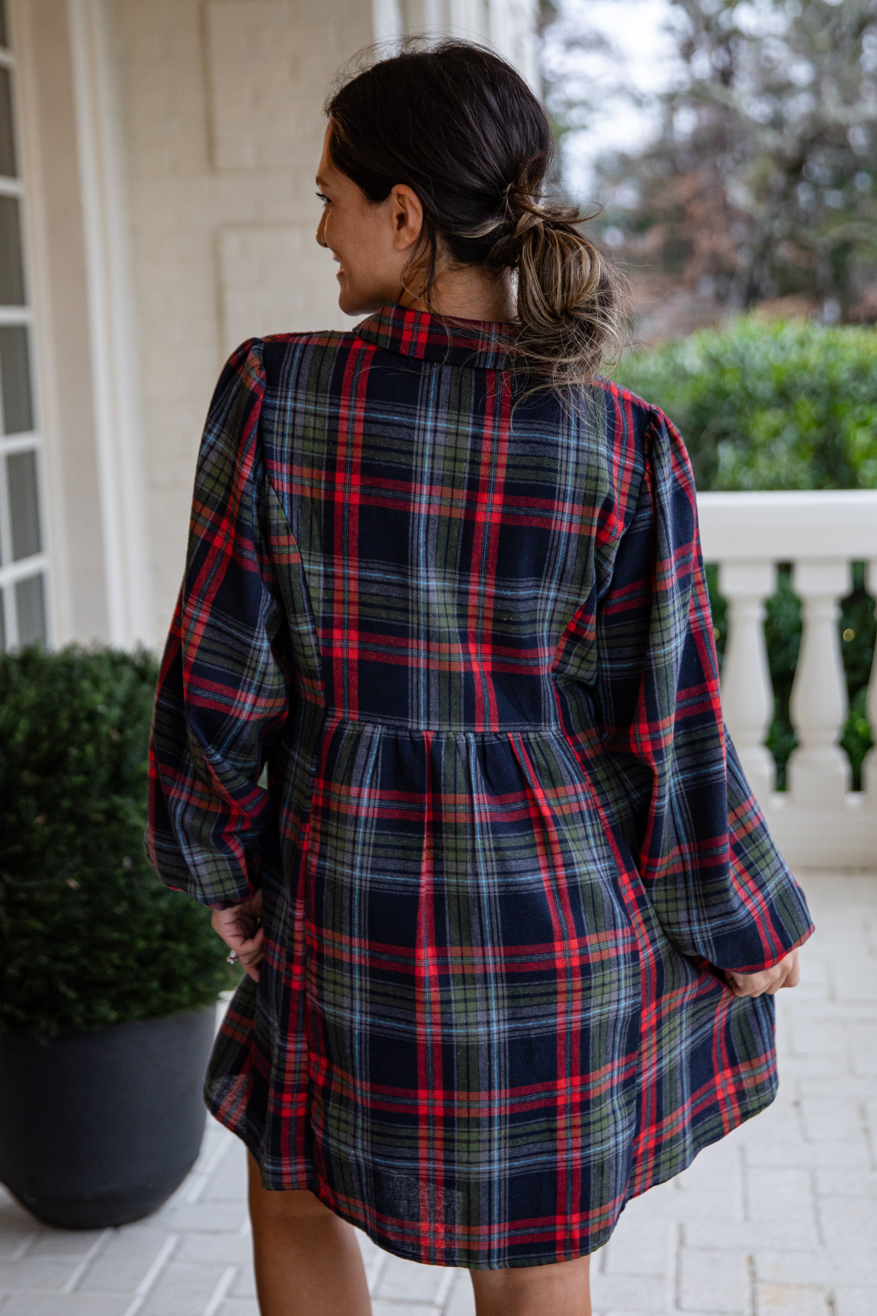 Holiday Heritage Navy Plaid Mini Dress
