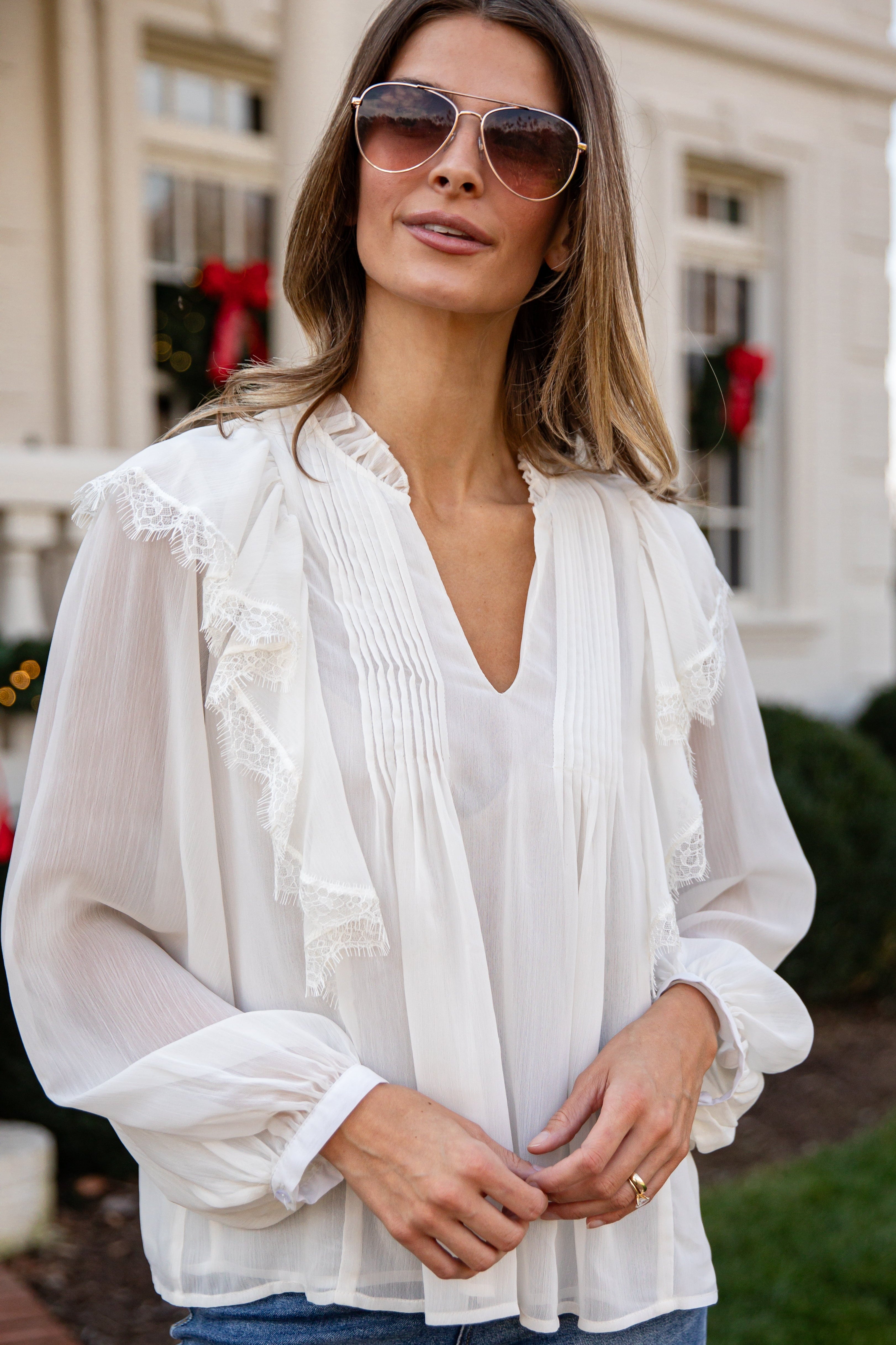 White Christmas Ivory Blouse