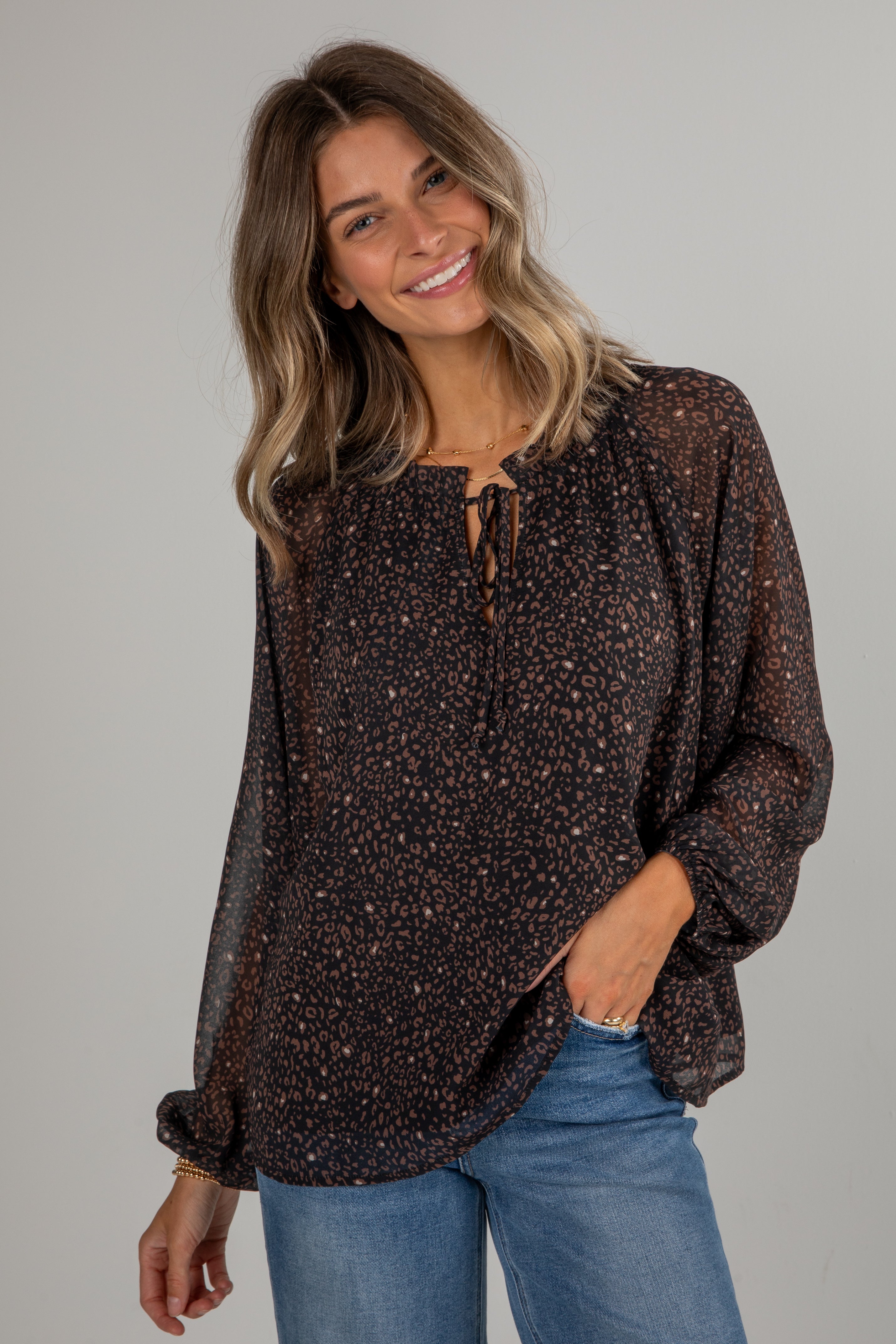 Spot On Style Black Leopard Blouse