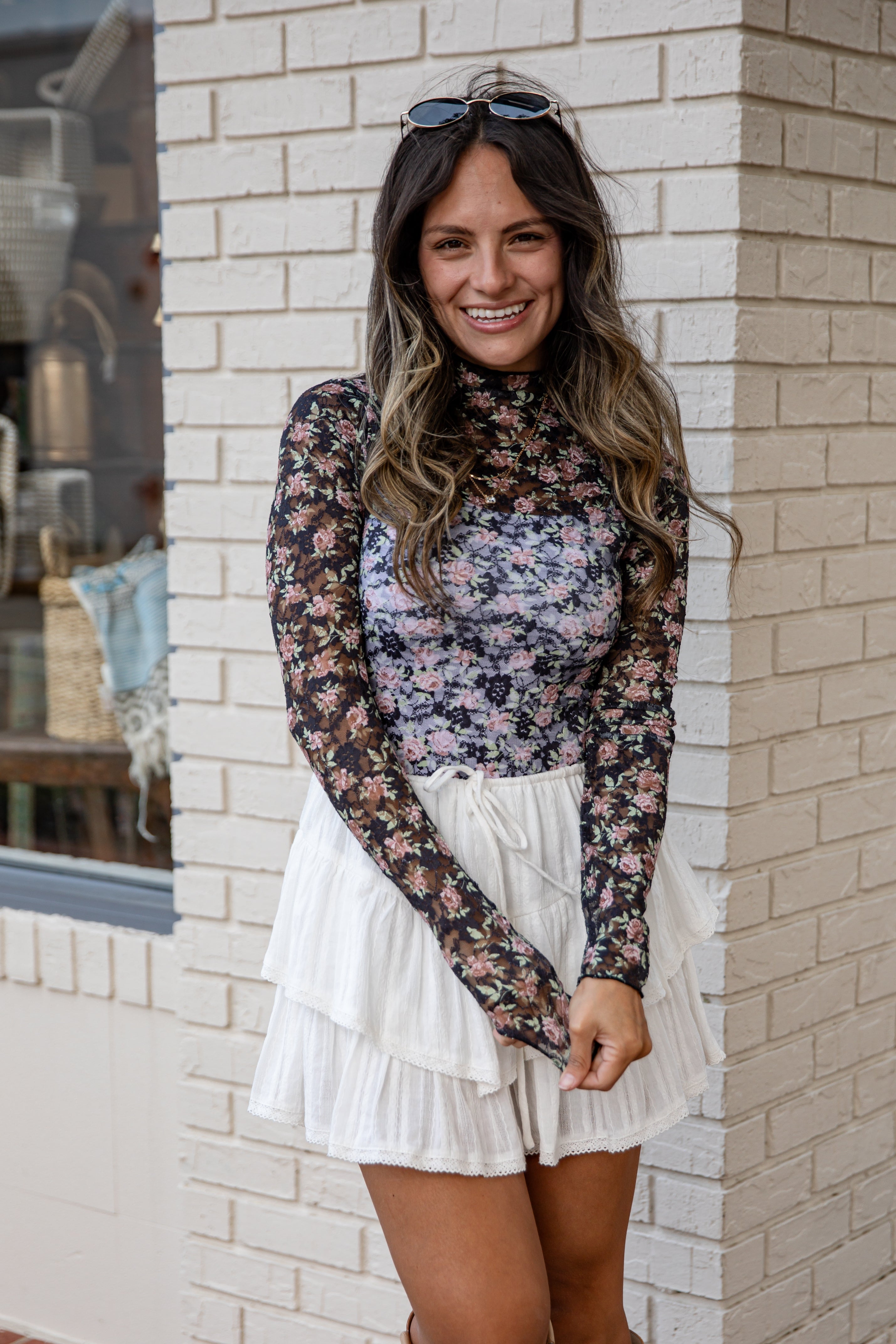 Freshly Picked Floral Mesh Lace Top - DU DEAL