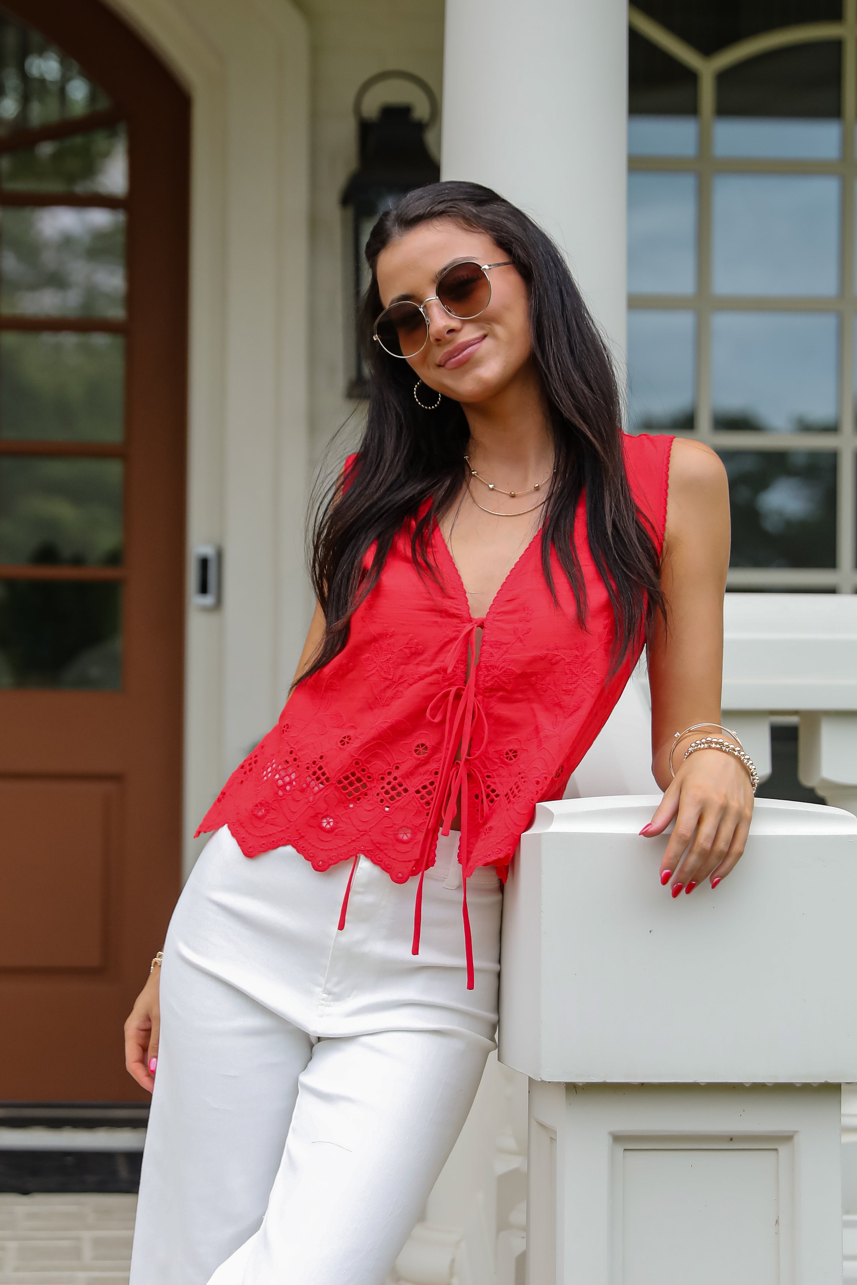 Dream A Little Eyelet Tie Vest