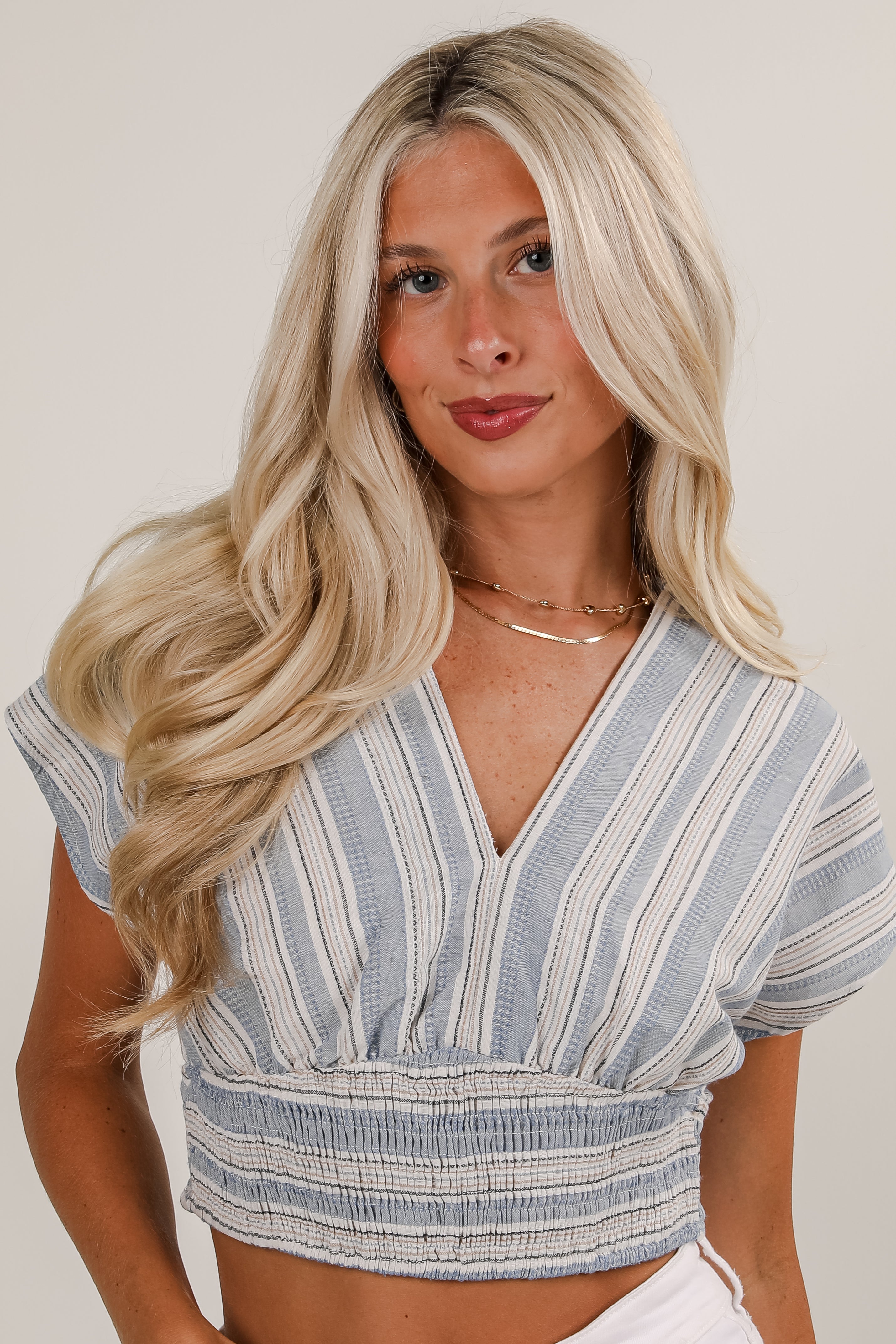 Feels Like Love Blue Striped Blouse
