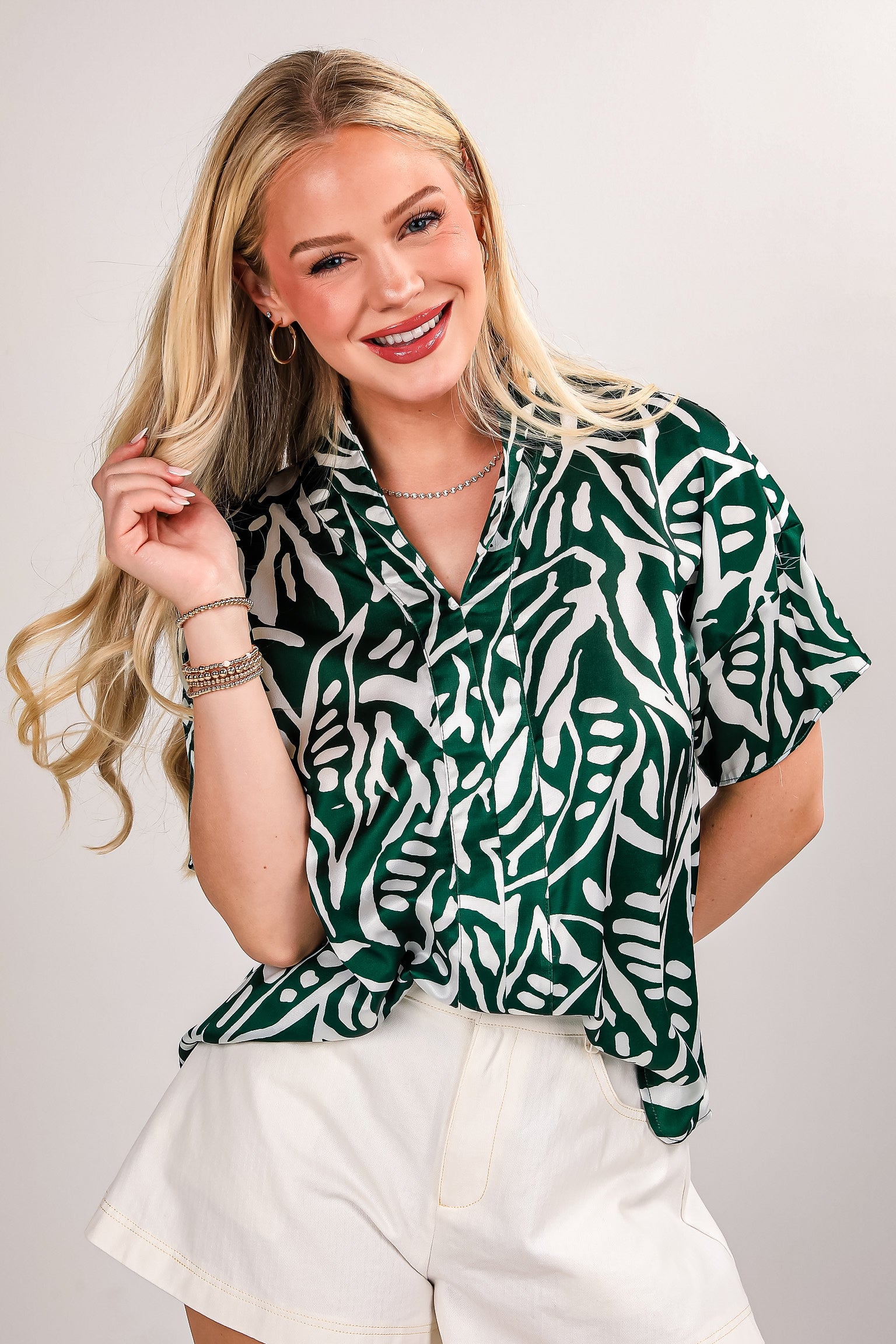 Our Story Green Satin Blouse - DU DEAL