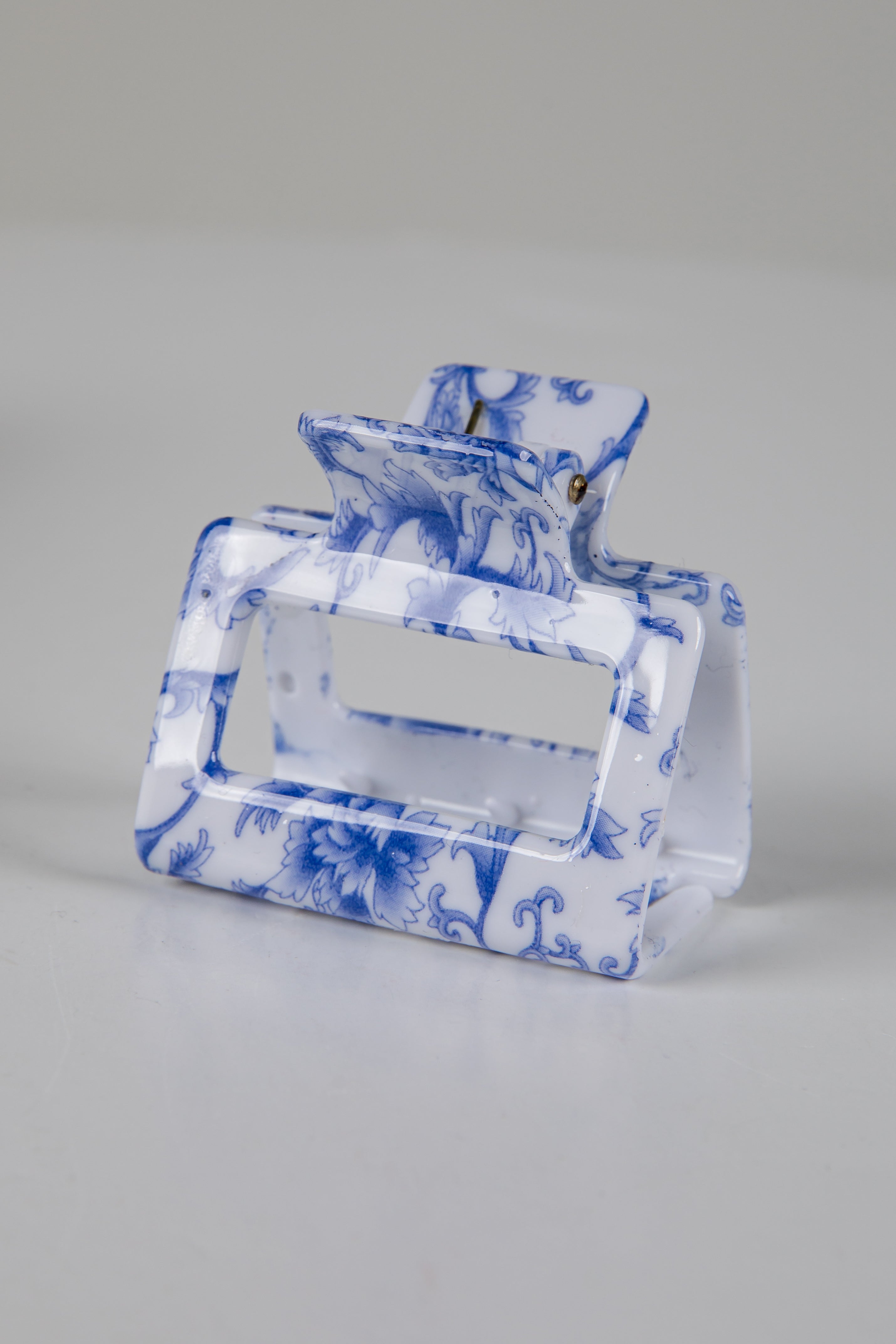 Sweet Credentials Navy Floral Mini Rectangle Claw Hair Clip