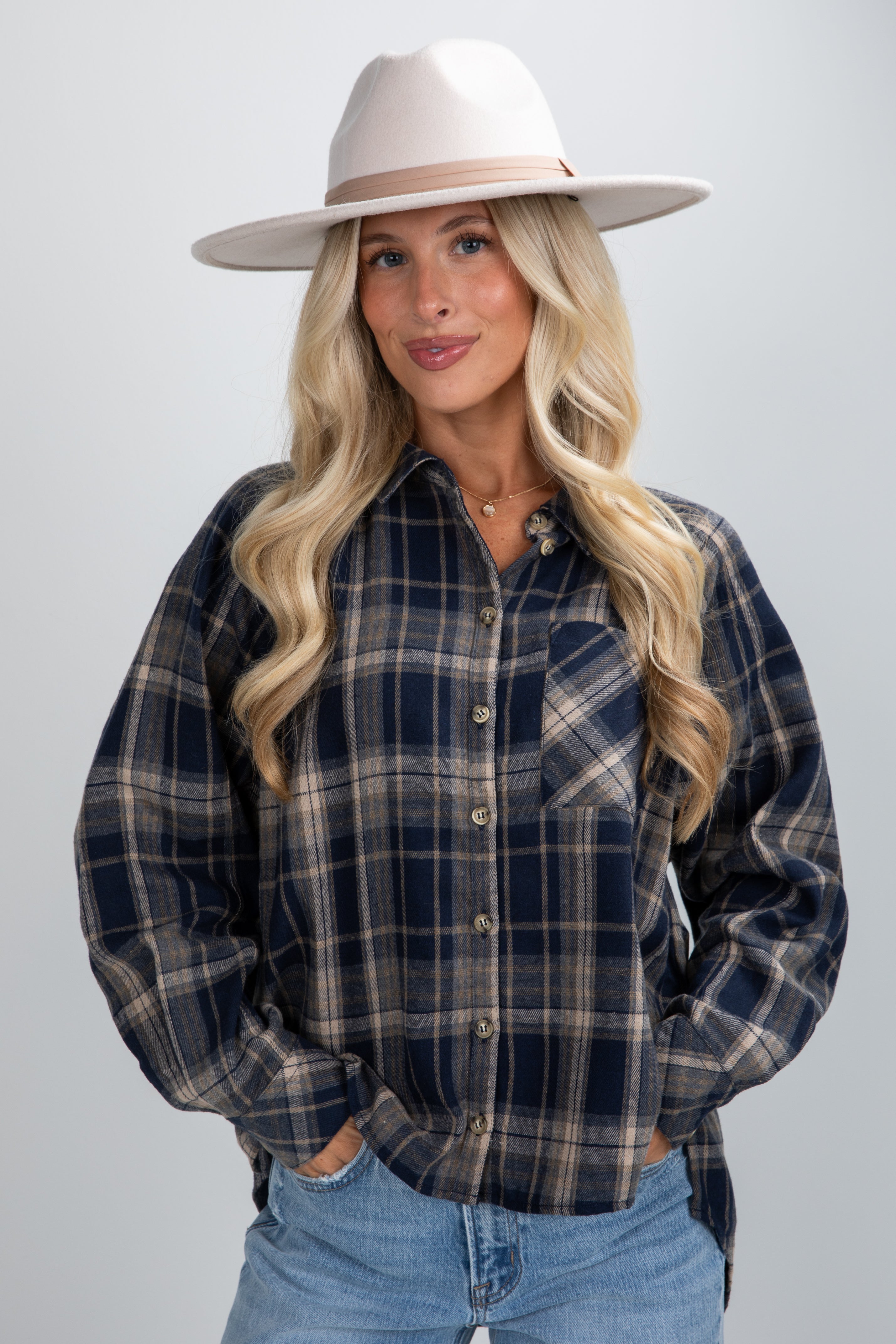 Time Goes By Navy Plaid Flannel