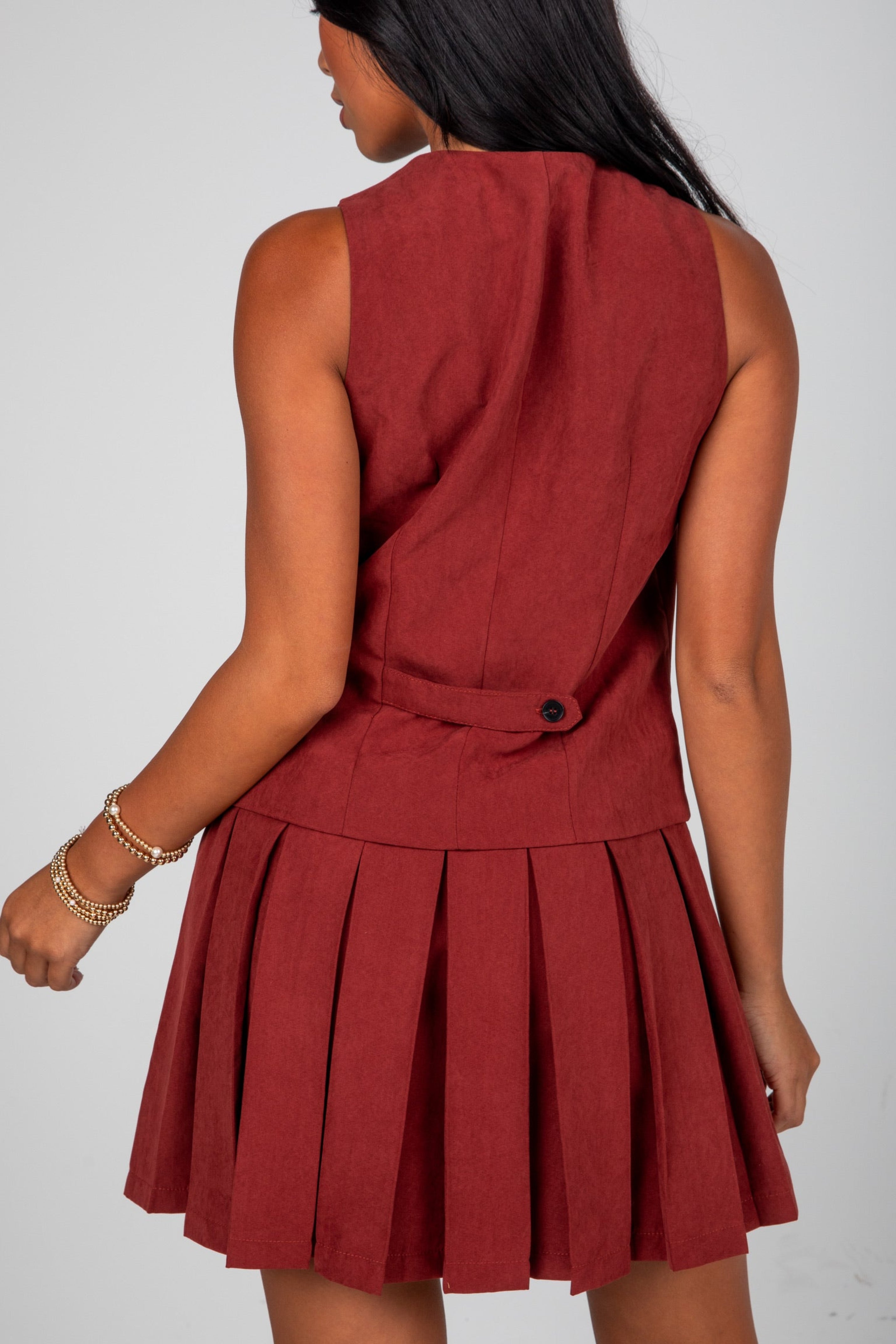 At This Time Rust Suede Vest Mini Dress