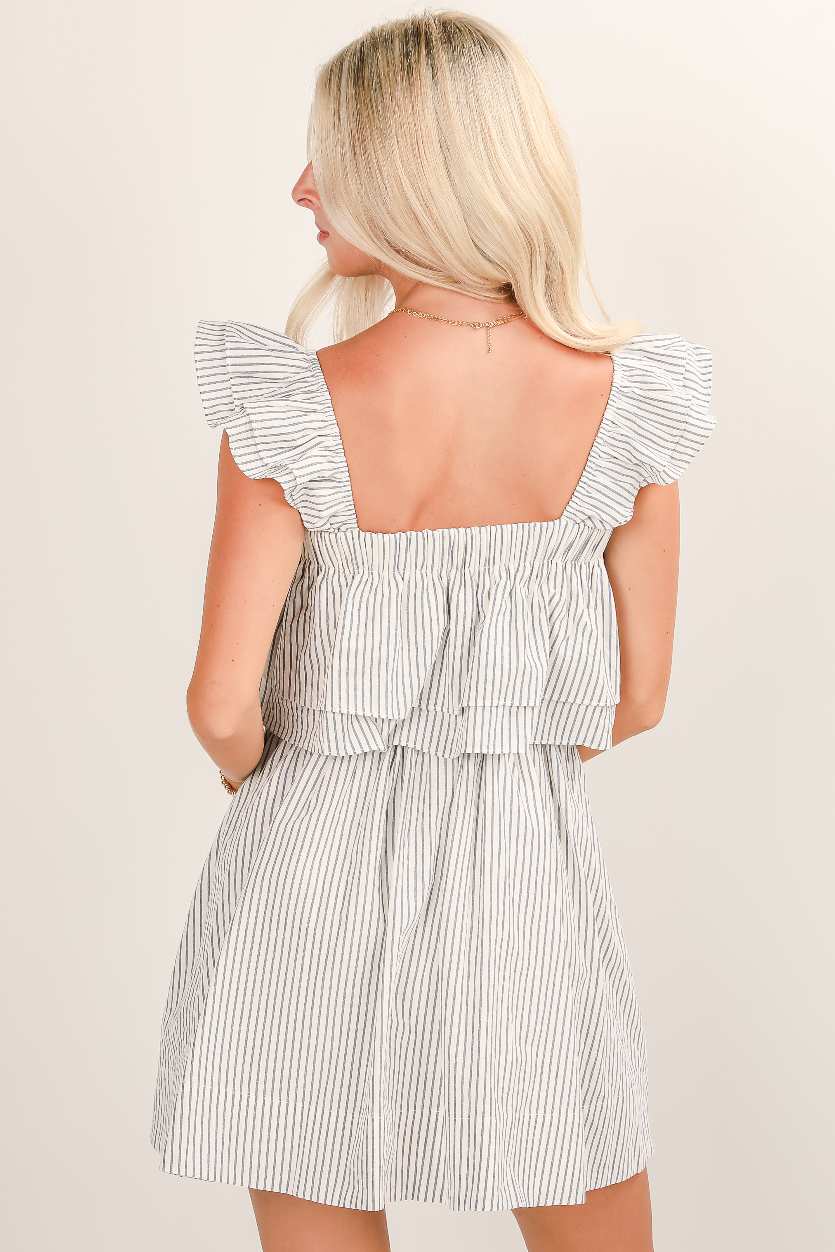 Full Of Love White Striped Ruffle Mini Dress