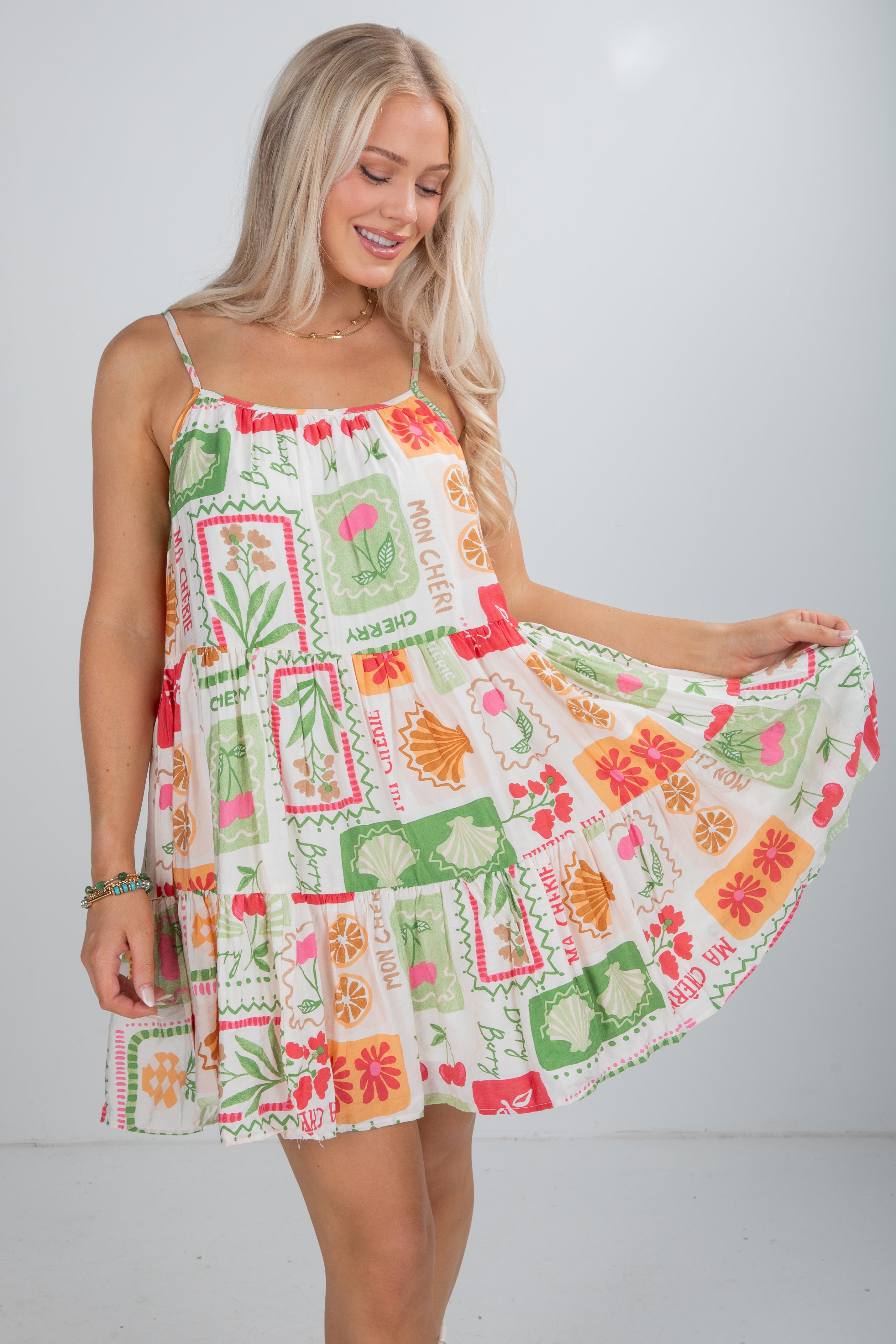 Everything I Love Ivory Tiered Mini Dress