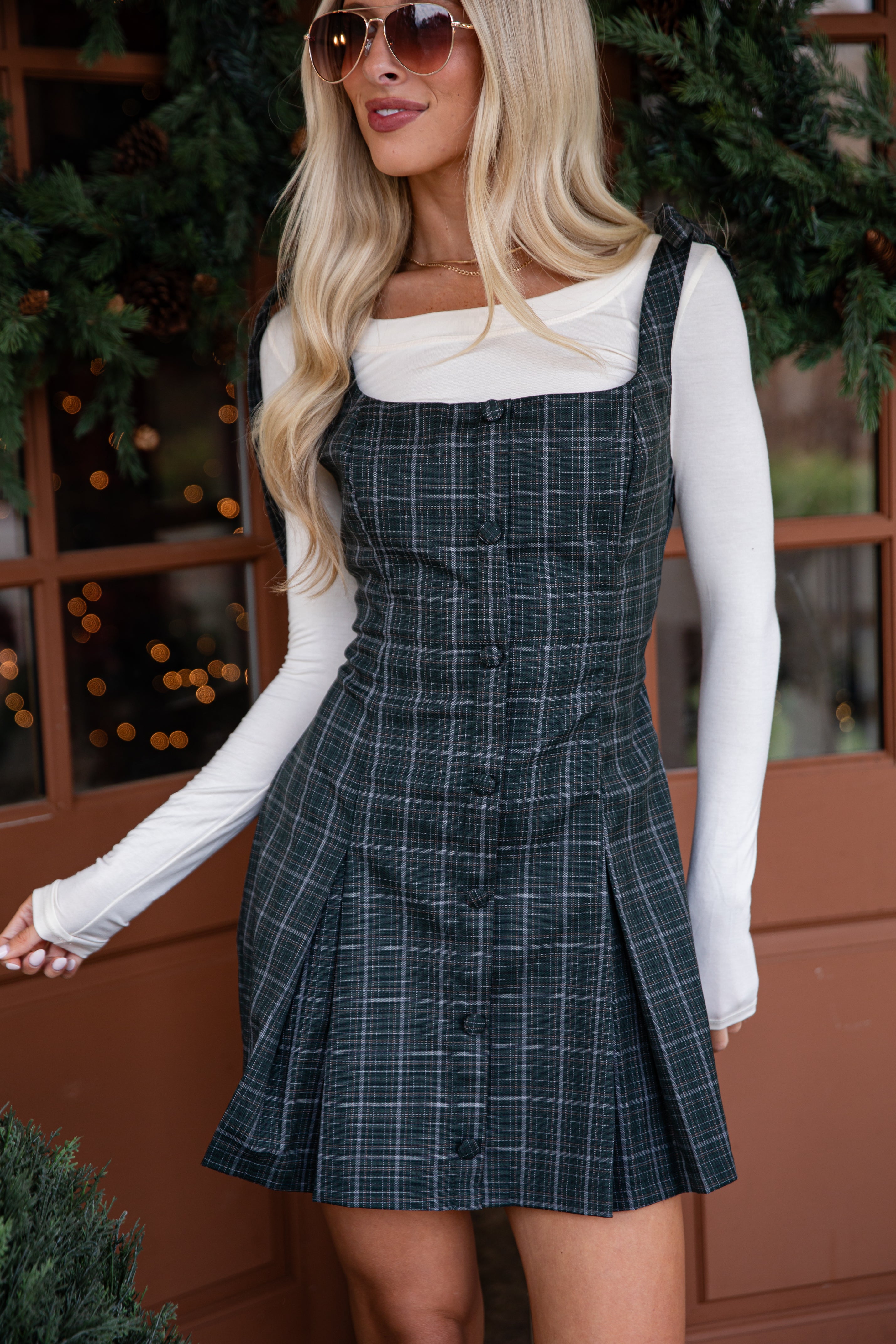 Kensington Green Plaid Mini Dress