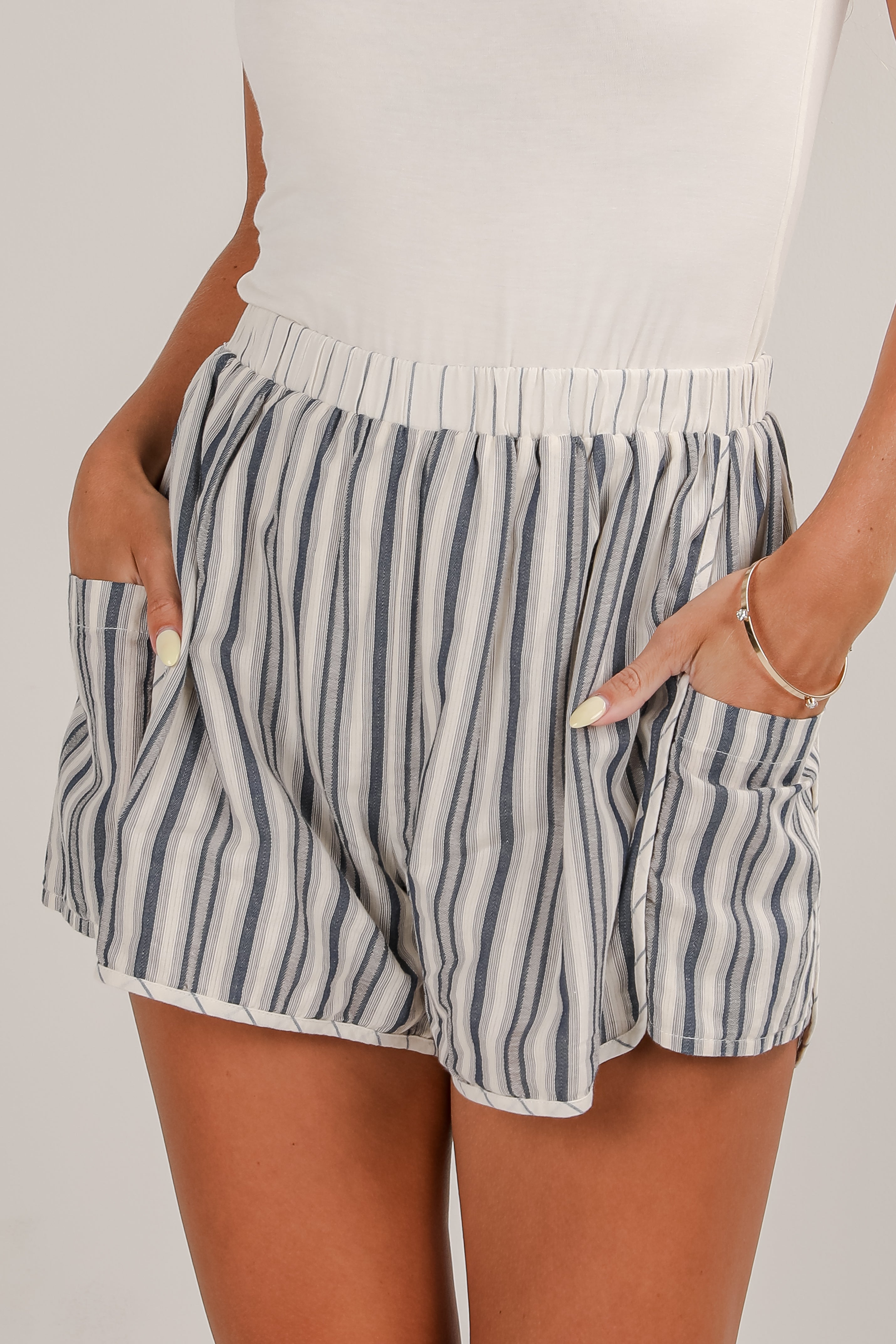 Just Breezin' By Blue Striped Shorts