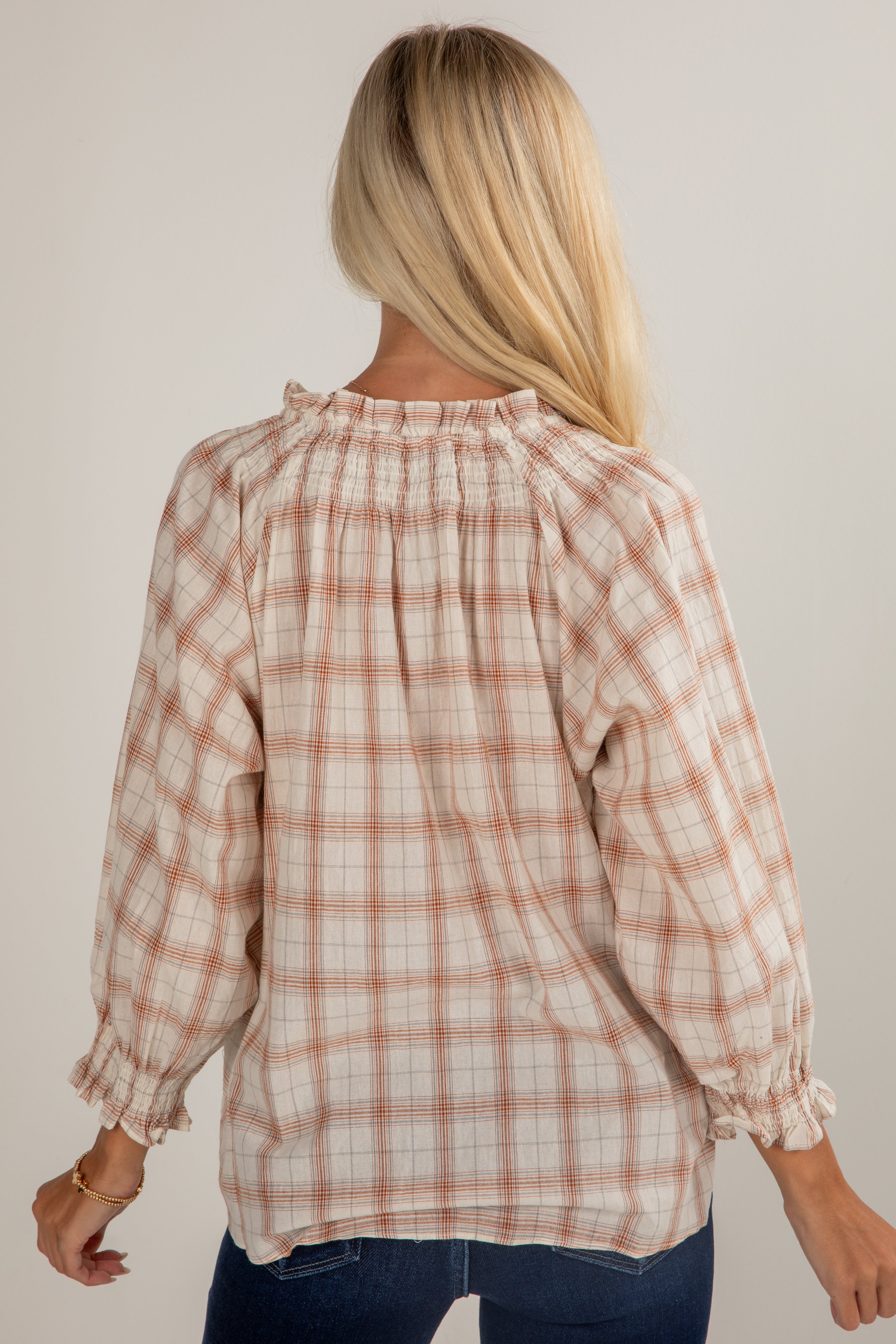 After Hours Cream Plaid Blouse