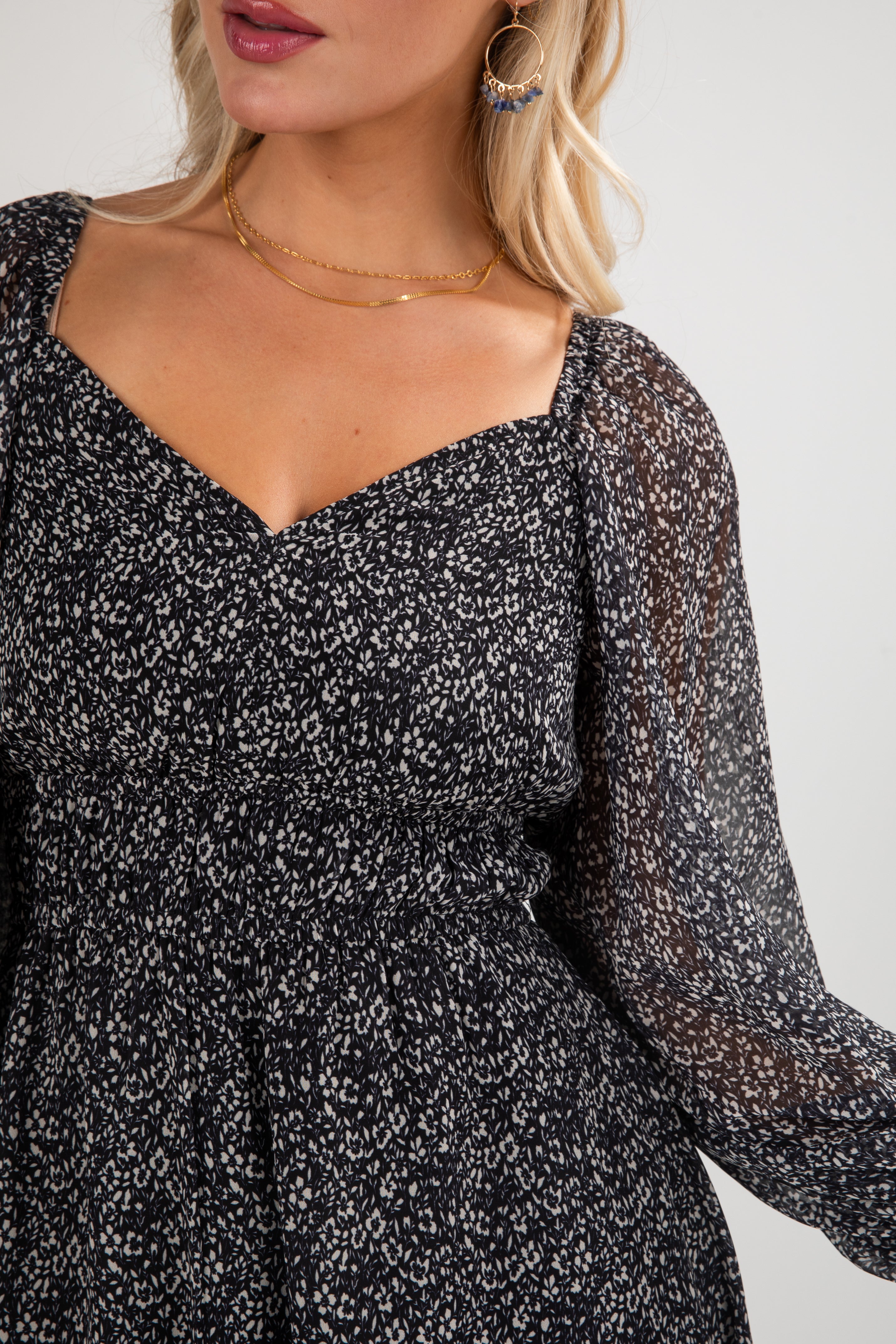 Take Your Turn Black Floral Mini Dress